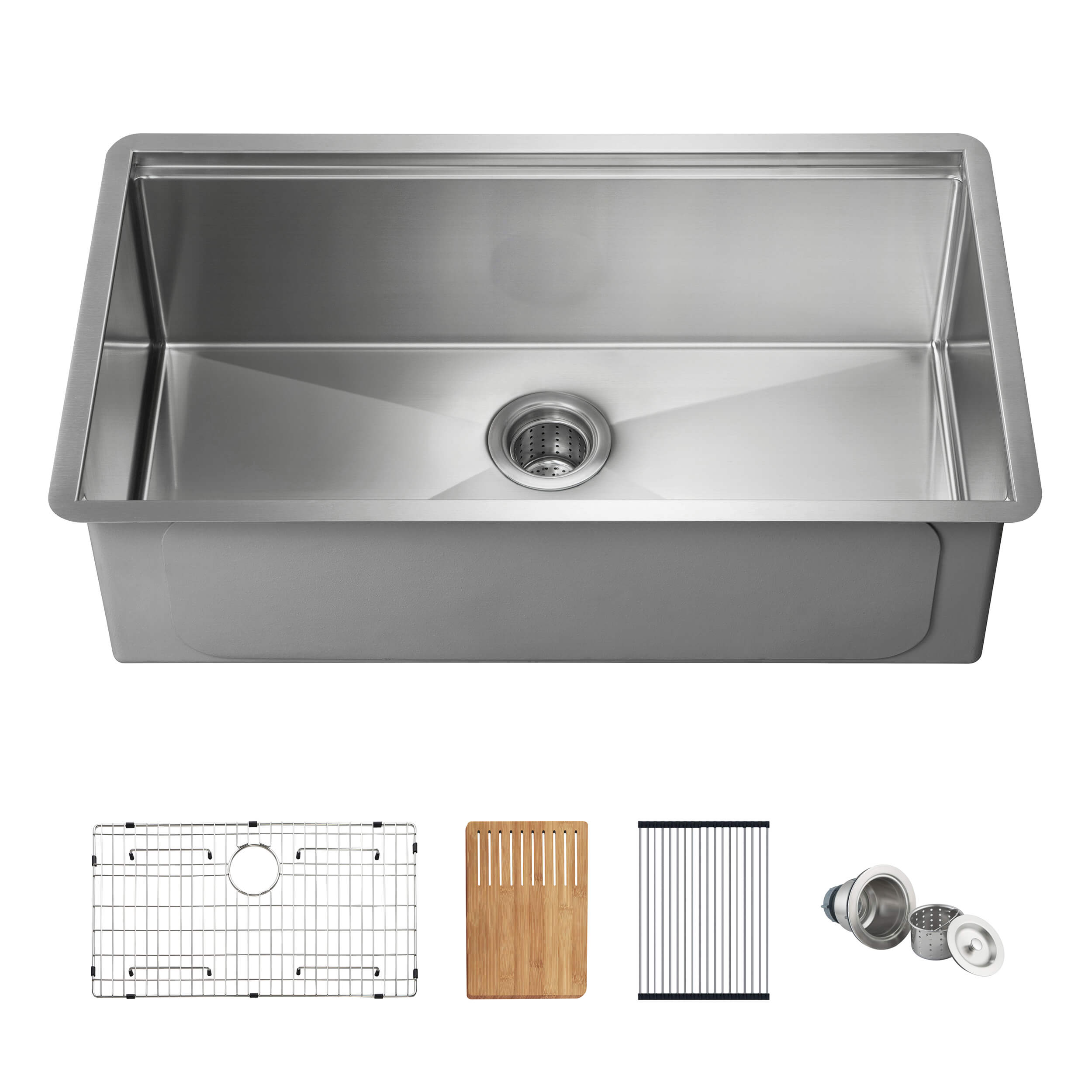 33" Handcrafted 316 Marine Grade Stainless Steel 16 Gauge Single Bowl Workstation Undermount Kitchen Sink