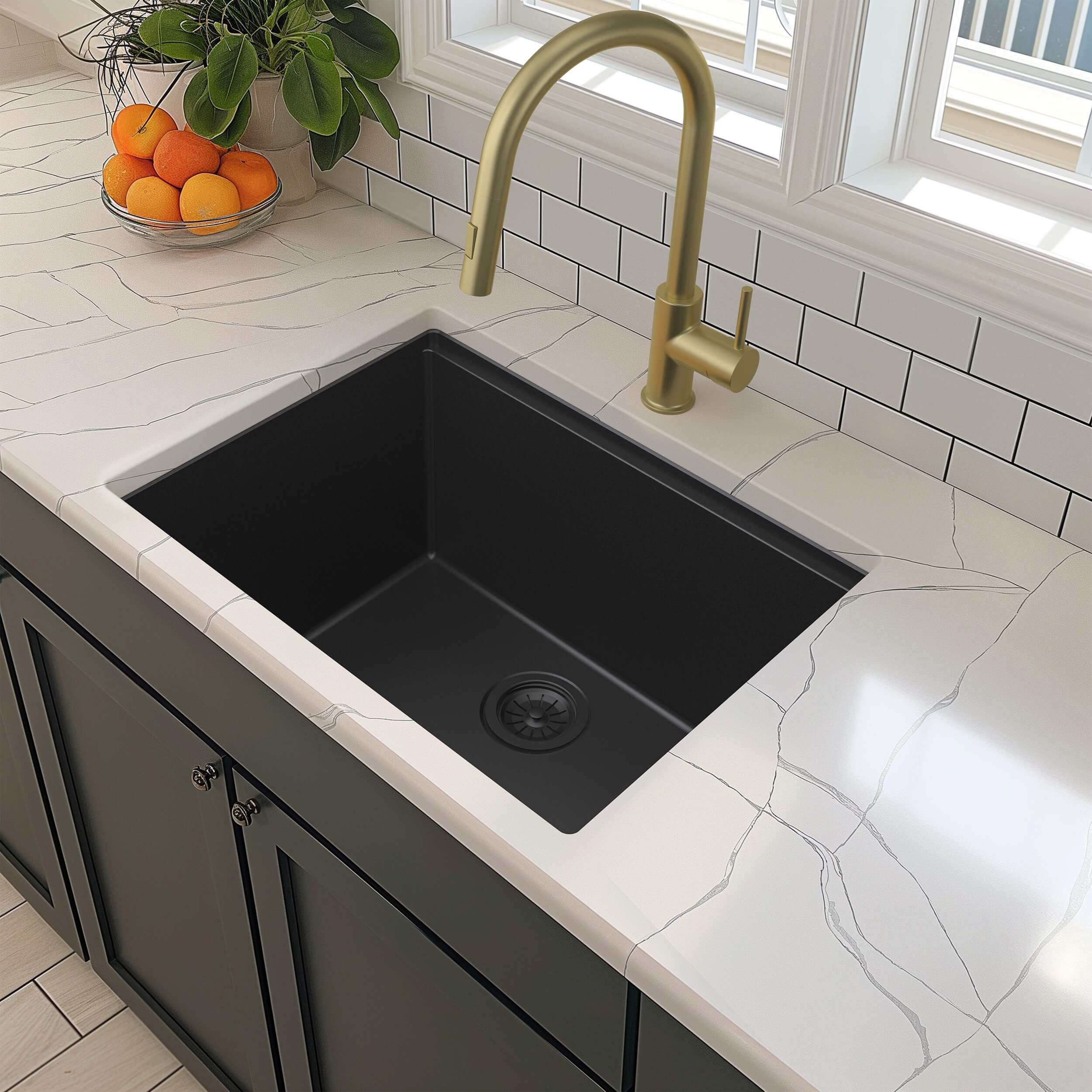 25" Undermount Workstation Single Bowl Quartz Kitchen Sink