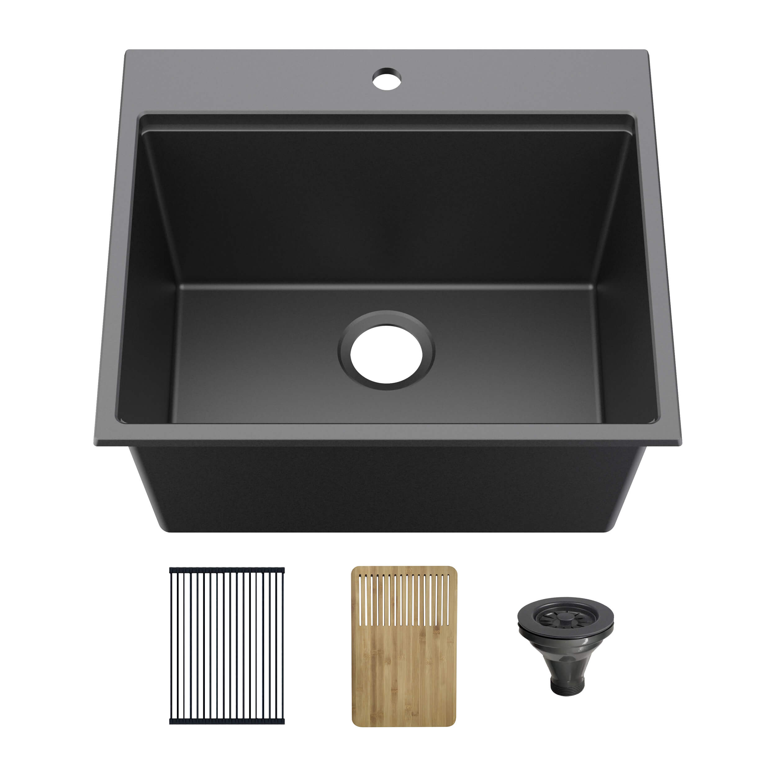 25" Top-Mount Workstation Single Bowl Quartz Kitchen Sink