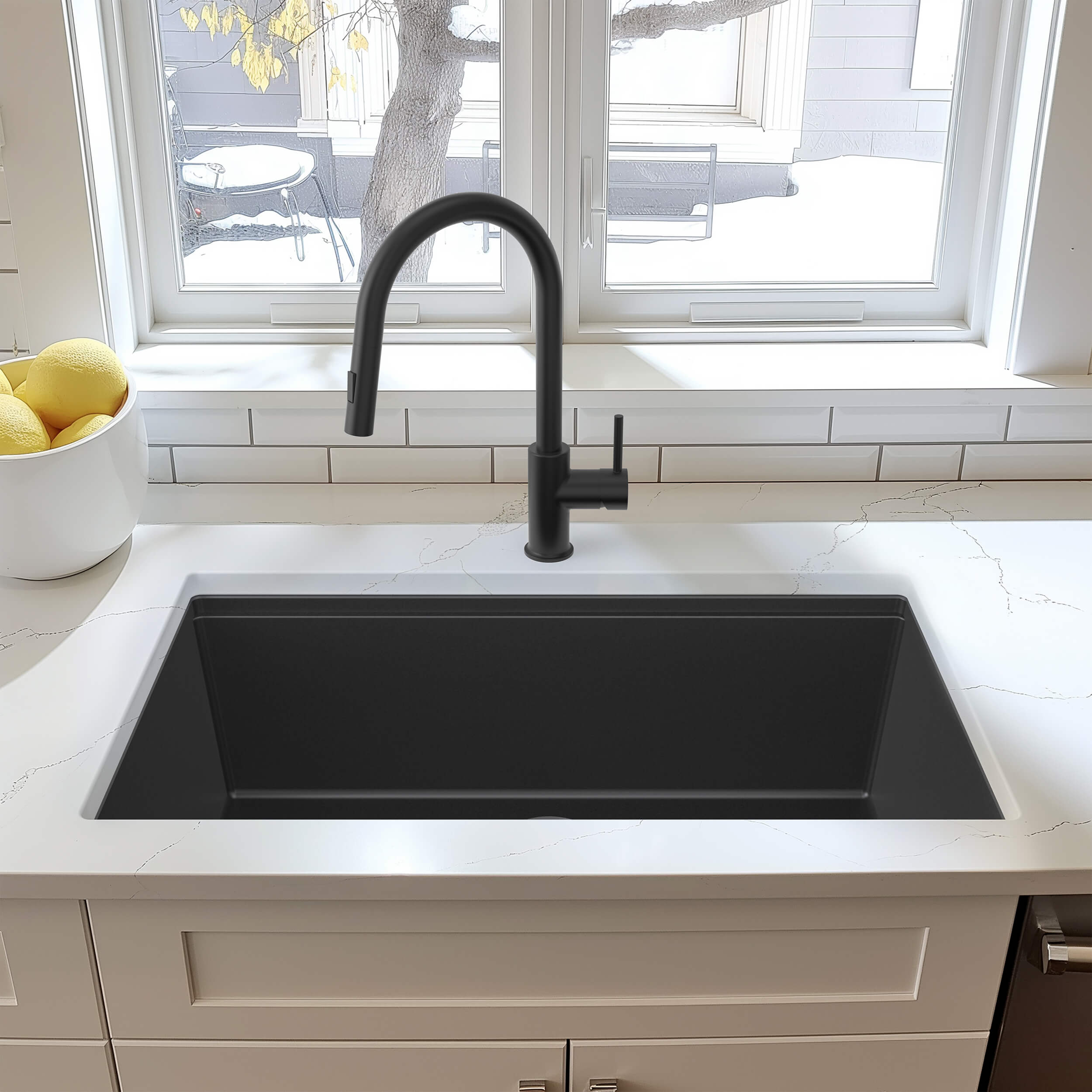 33" Undermount Workstation Single Bowl Quartz Kitchen Sink