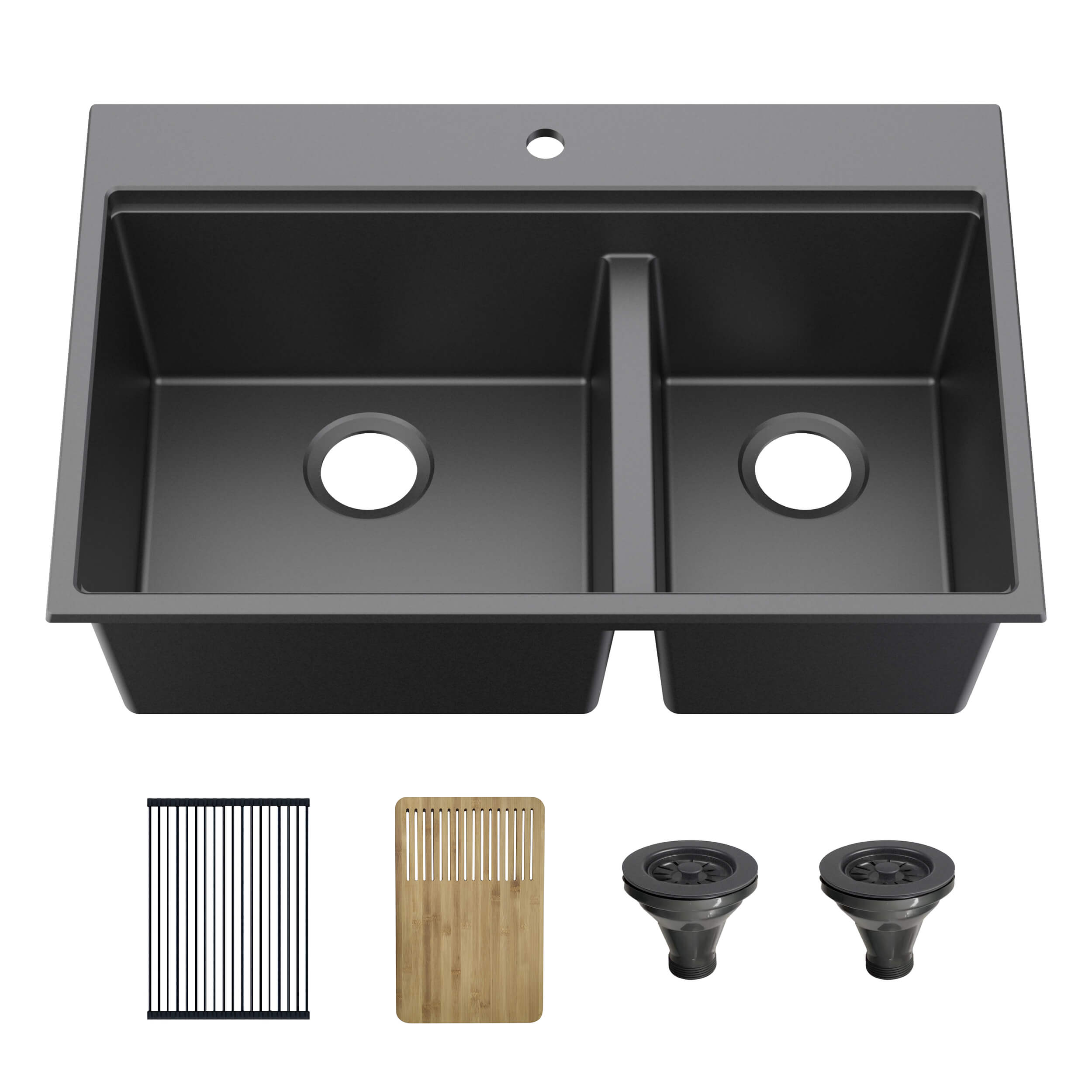 33" Top-Mount Workstation Double Bowl Quartz Kitchen Sink