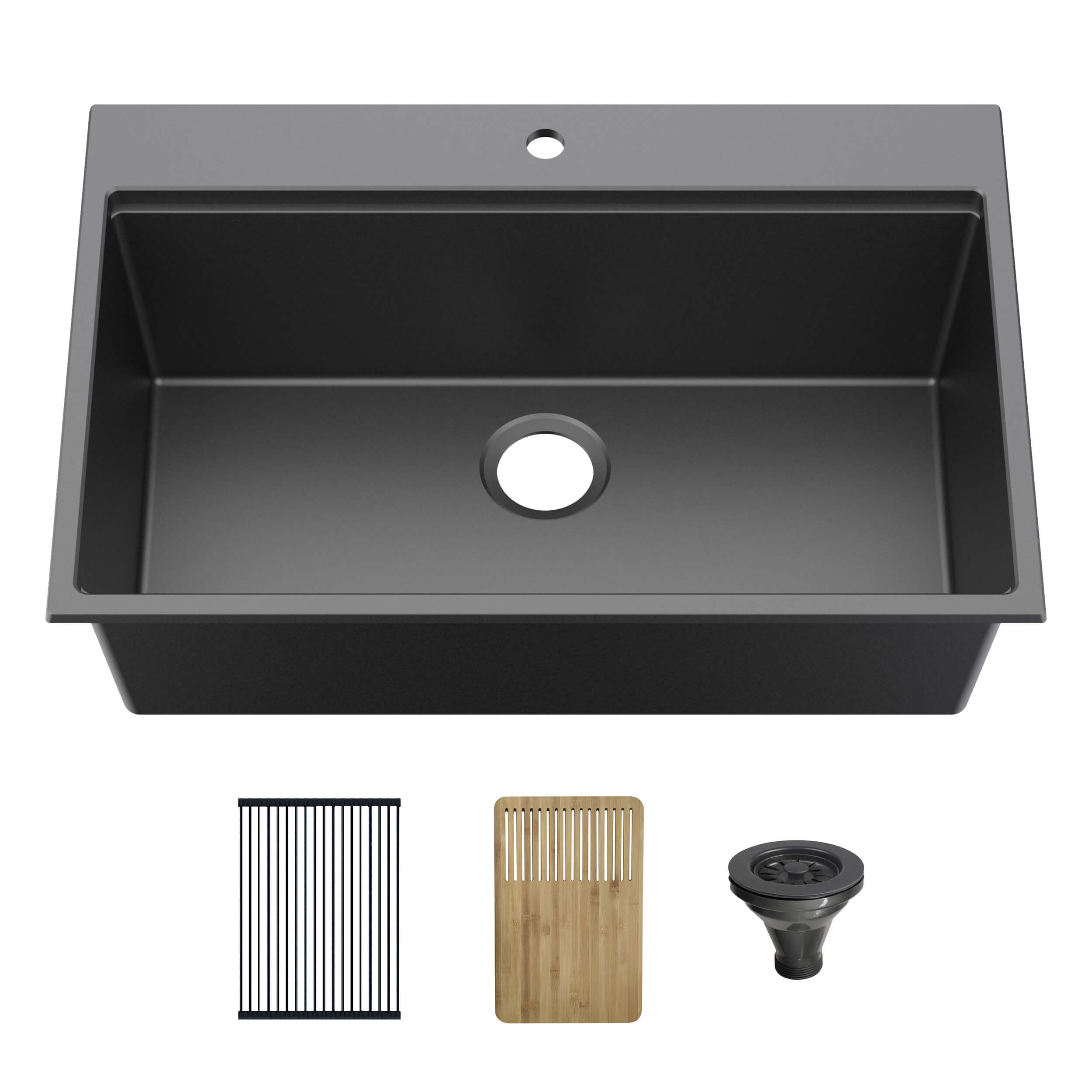 33" Top-Mount Workstation Single Bowl Quartz Kitchen Sink