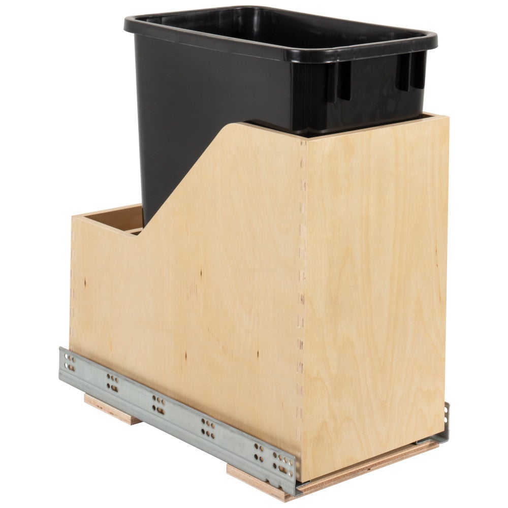 Hardware Resources Single 35 Quart Wood Bottom-Mount Soft-close Vanity Trashcan Rollout for Hinged Doors, Includes One Can