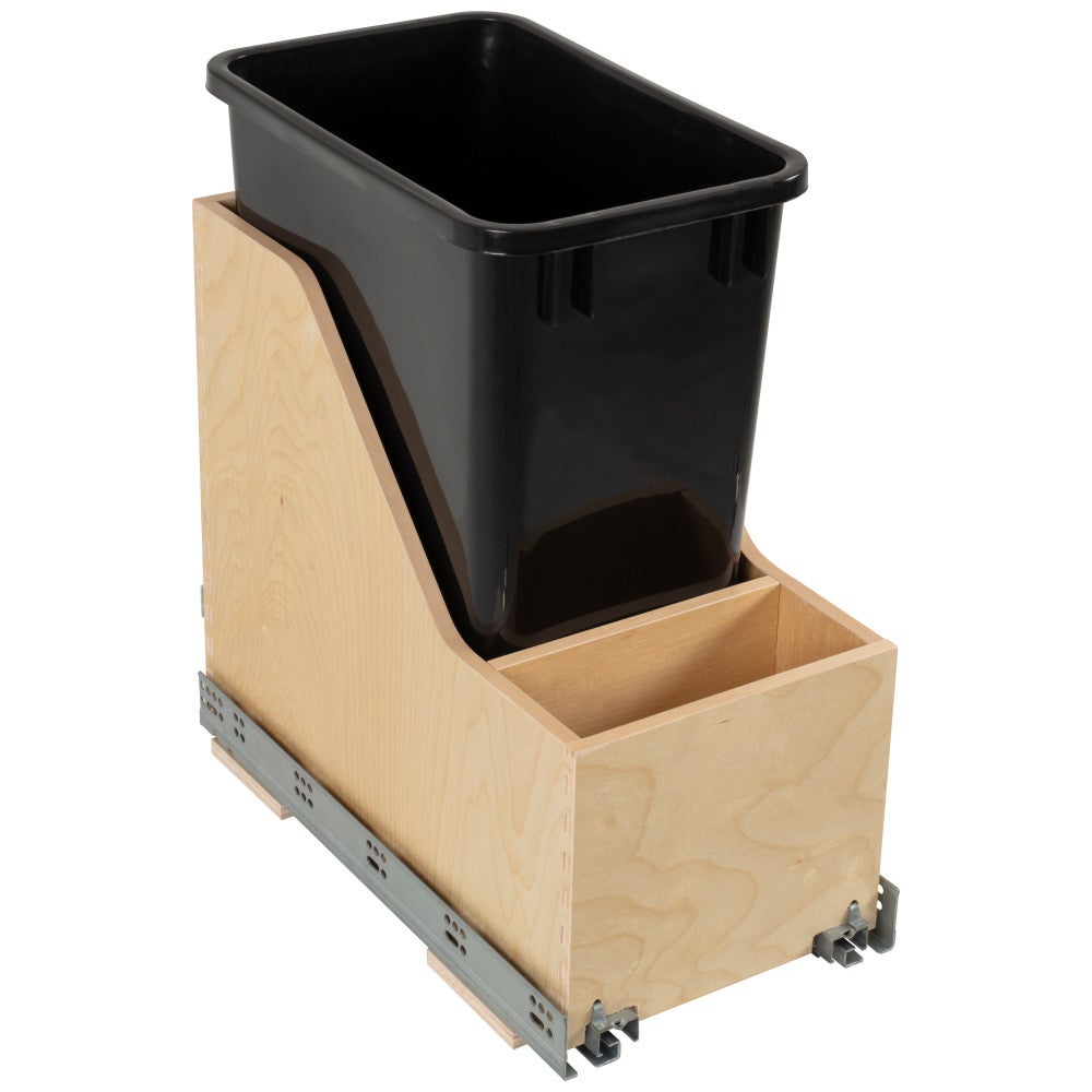 Hardware Resources Single 35 Quart Wood Bottom-Mount Soft-close Vanity Trashcan Rollout for Hinged Doors, Includes One Can