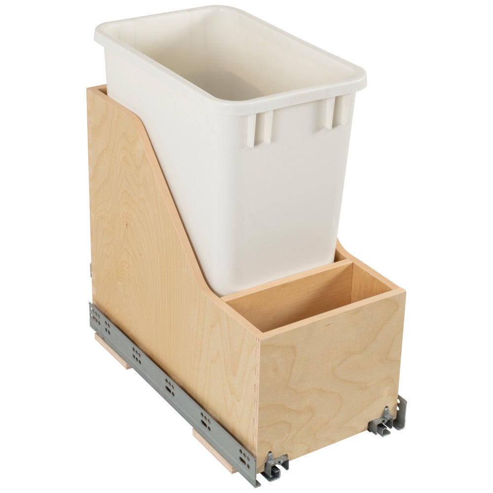 Hardware Resources Single 35 Quart Wood Bottom-Mount Soft-close Vanity Trashcan Rollout for Hinged Doors, Includes One Can