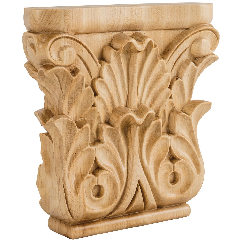 Hardware Resources 8" W x 1-3/4" D x 8" H Rubberwood Acanthus Capital