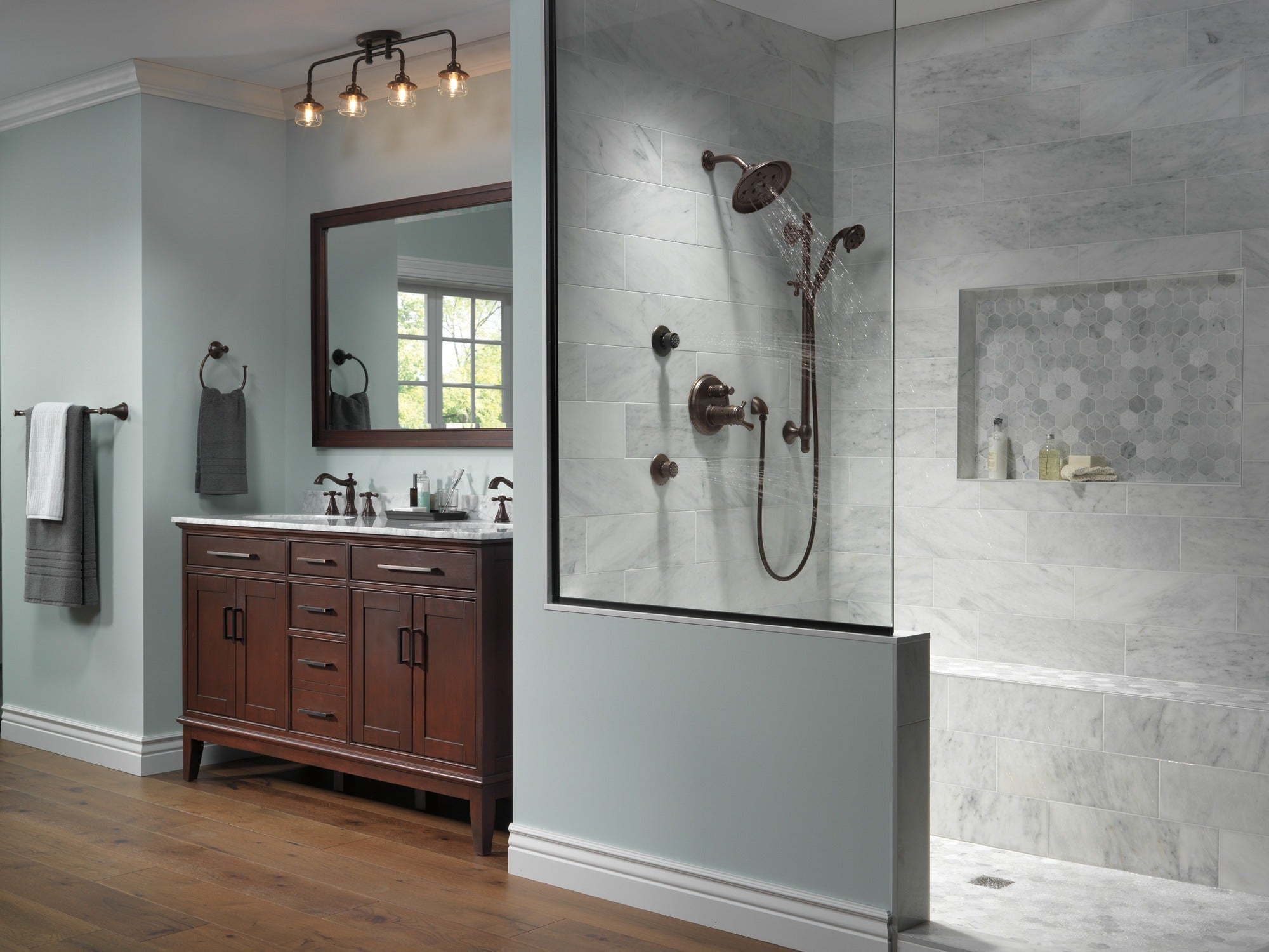 Delta Cassidy® Two Handle Widespread Bathroom Faucet - Less Handles