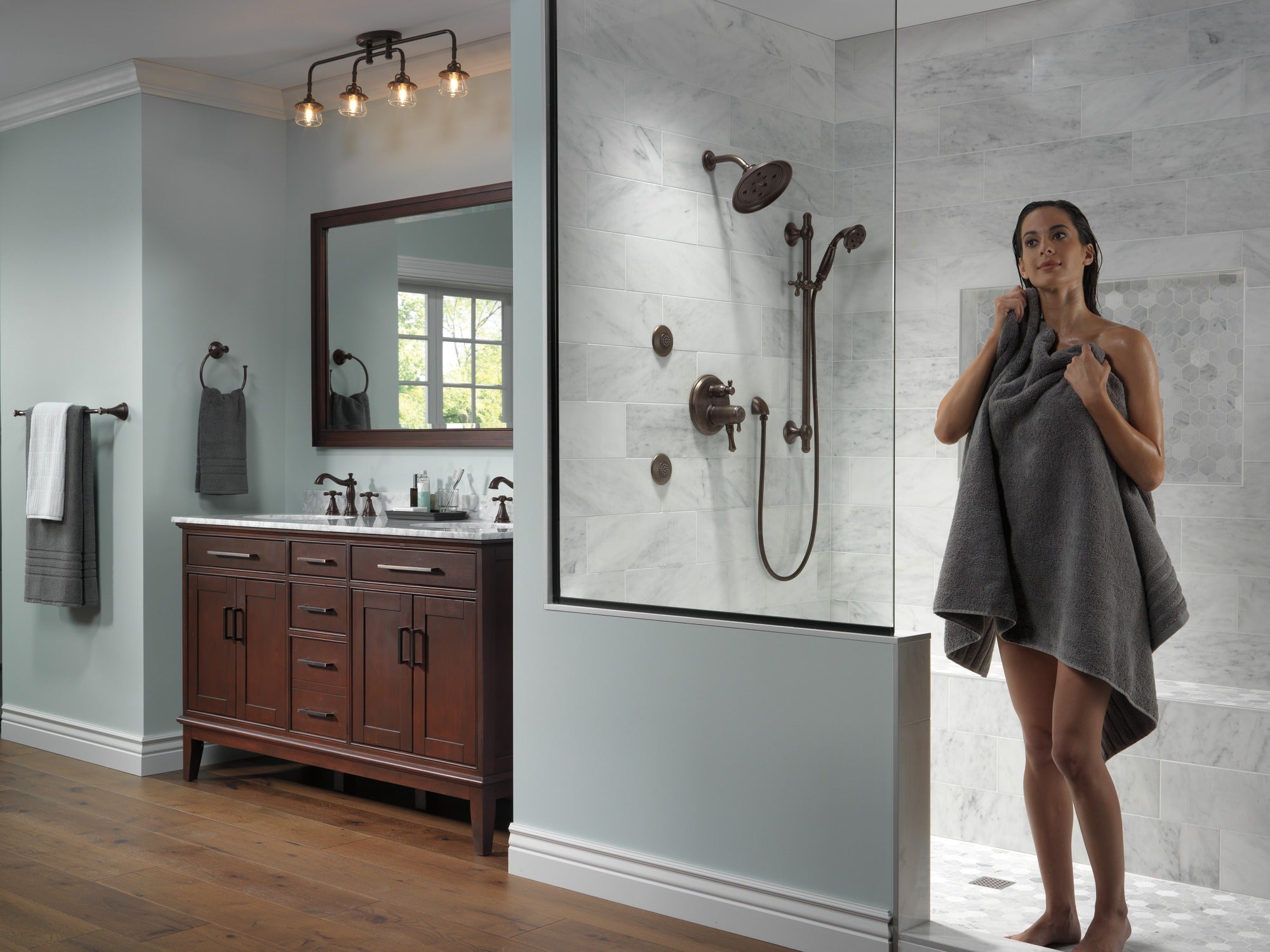 Delta Cassidy® Two Handle Widespread Bathroom Faucet - Less Handles