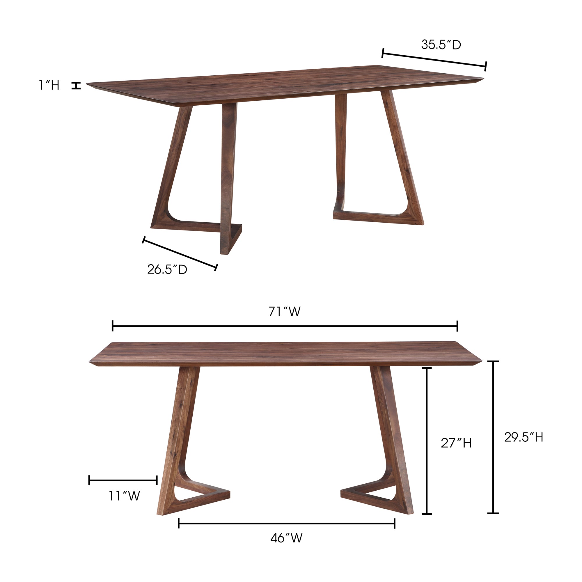 Moes Godenza Rectangular Dining Table Walnut CB-1004-03-0
