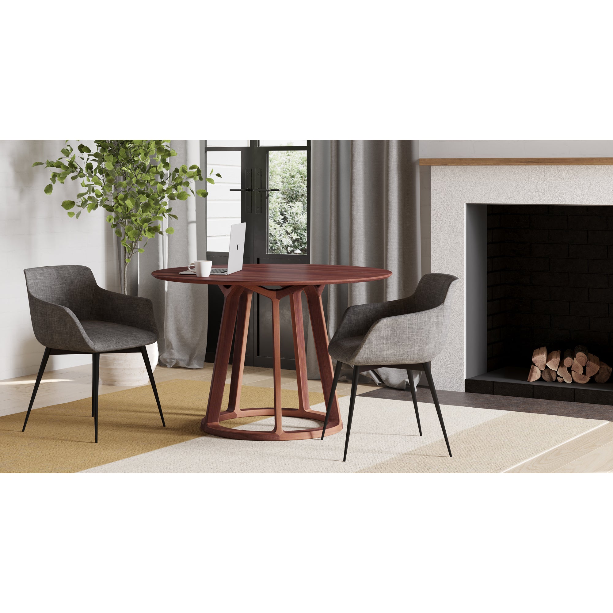 Moes Aldo Round Dining Table Walnut CB-1027-03-0
