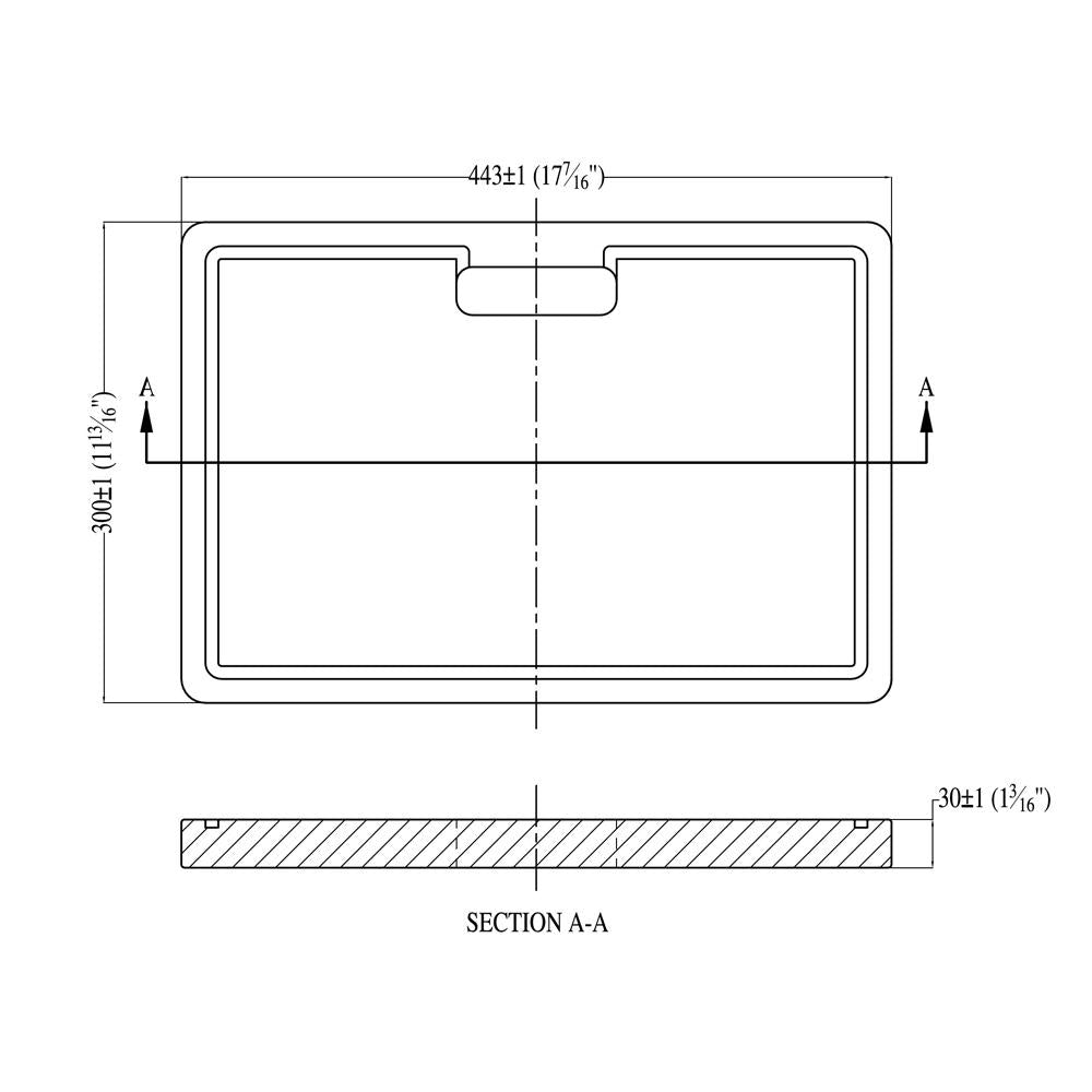 Dawn Cutting Board for DAFF3026, DAFF3026G, DAFF3326, DAFF3326G, DAFF3626, DAFF3626G, SRF251710, SRF281710, SRF321710, SRU281610, SRU311710: 17-7/16" x 11-3/16" x 1-3/16"
