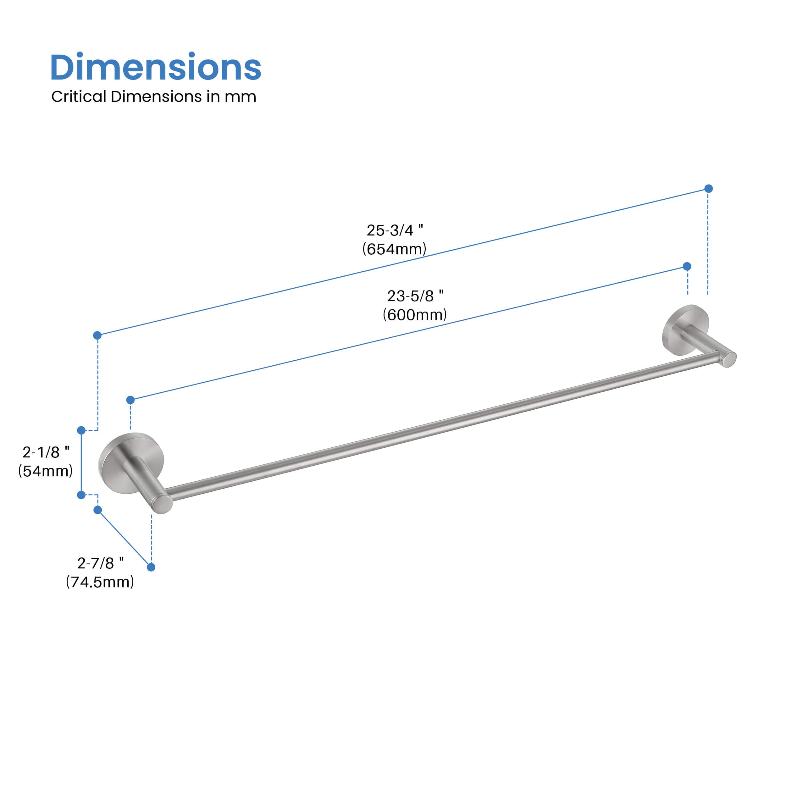 Halo 24 inch Bathroom Towel Bar