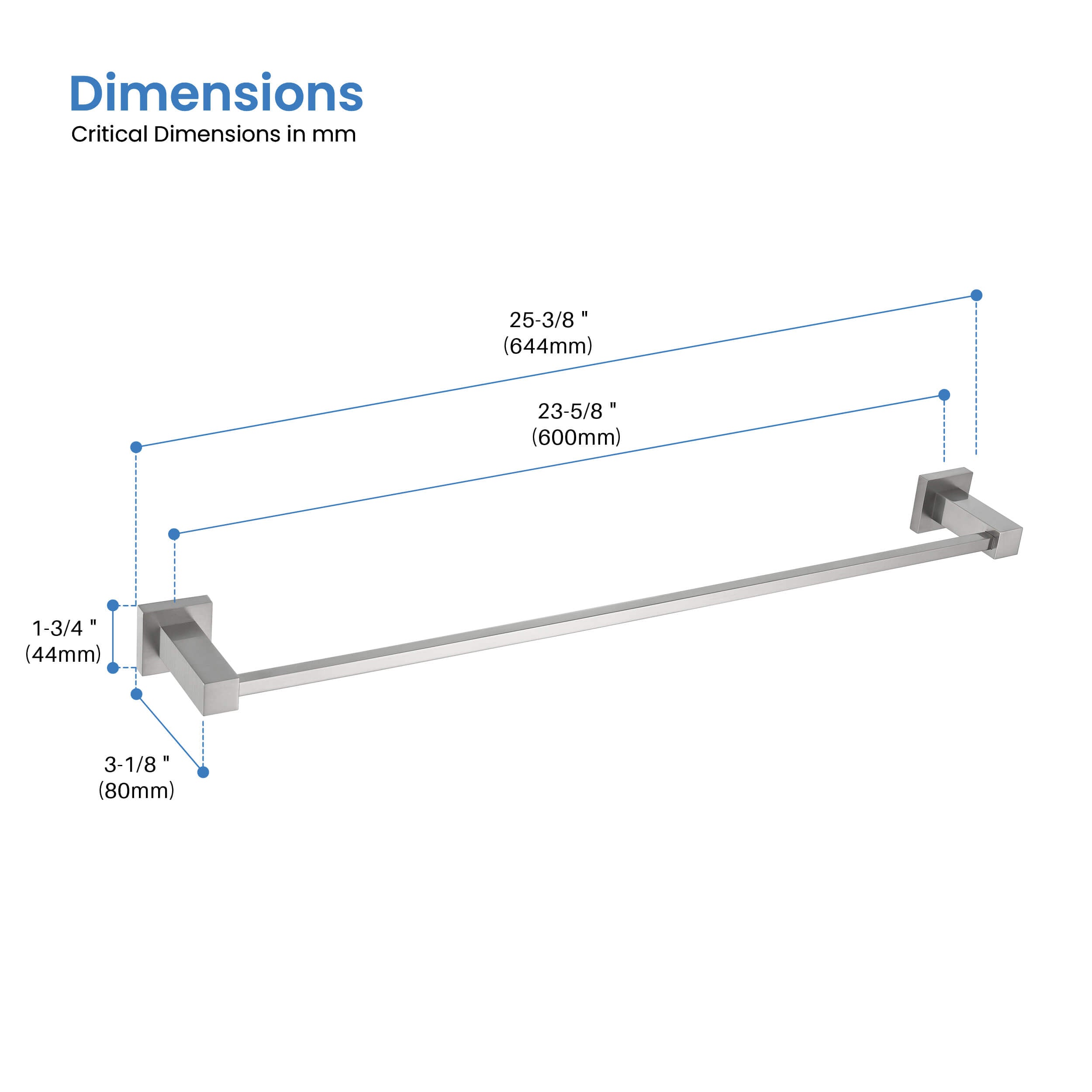 Quadra 24 inch Bathroom Towel Bar