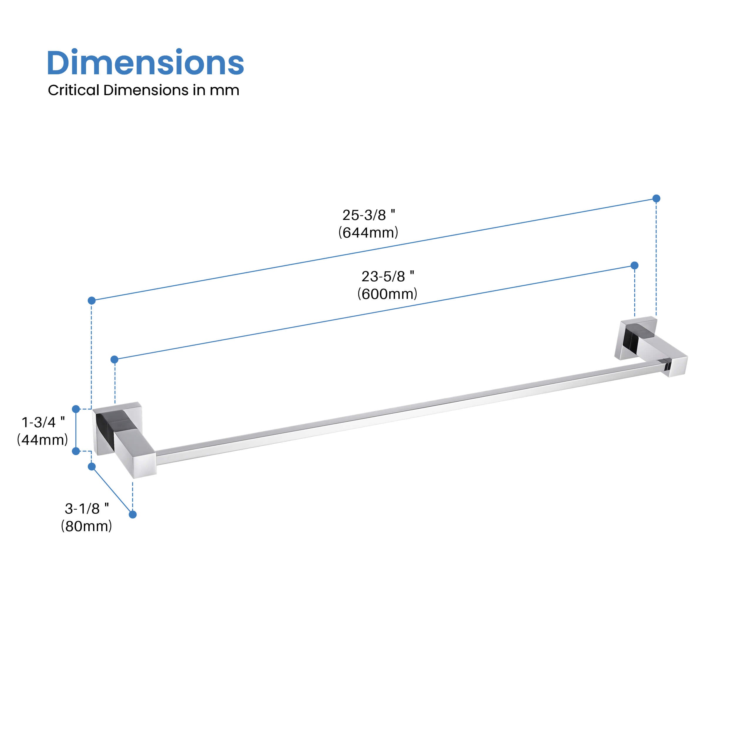 Quadra 24 inch Bathroom Towel Bar