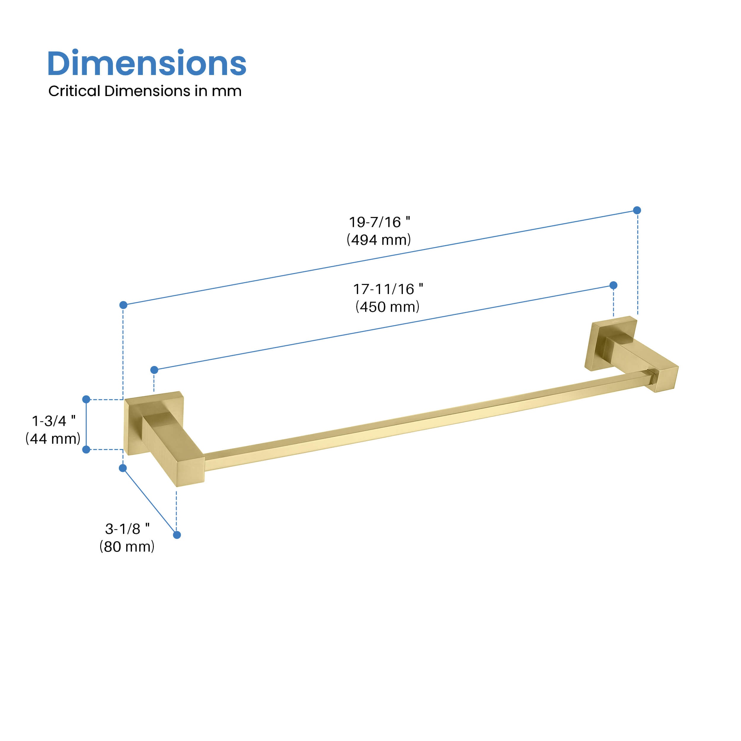 Quadra Bathroom 18" Towel Bar