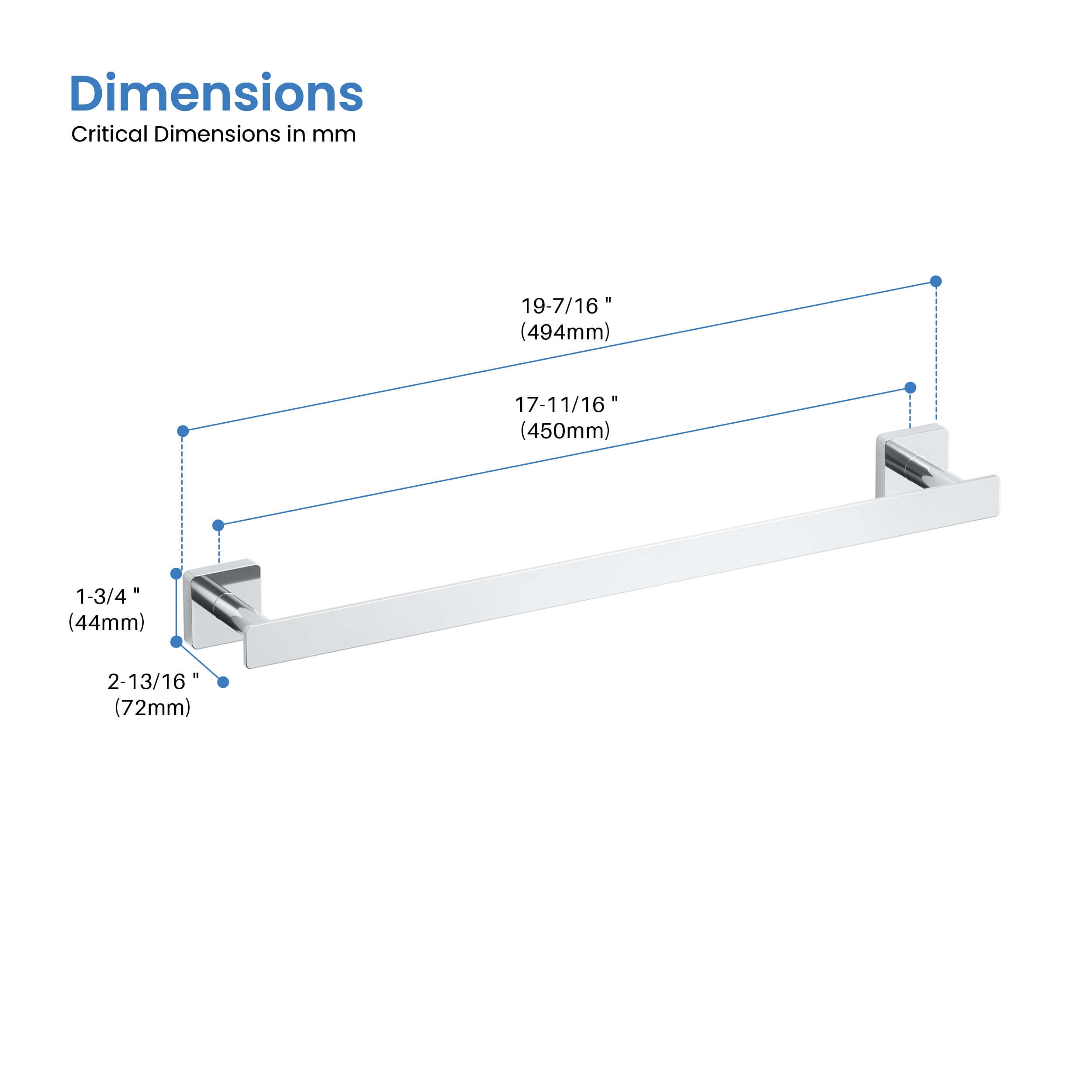 Fusion 18 inch Bathroom Towel Bar