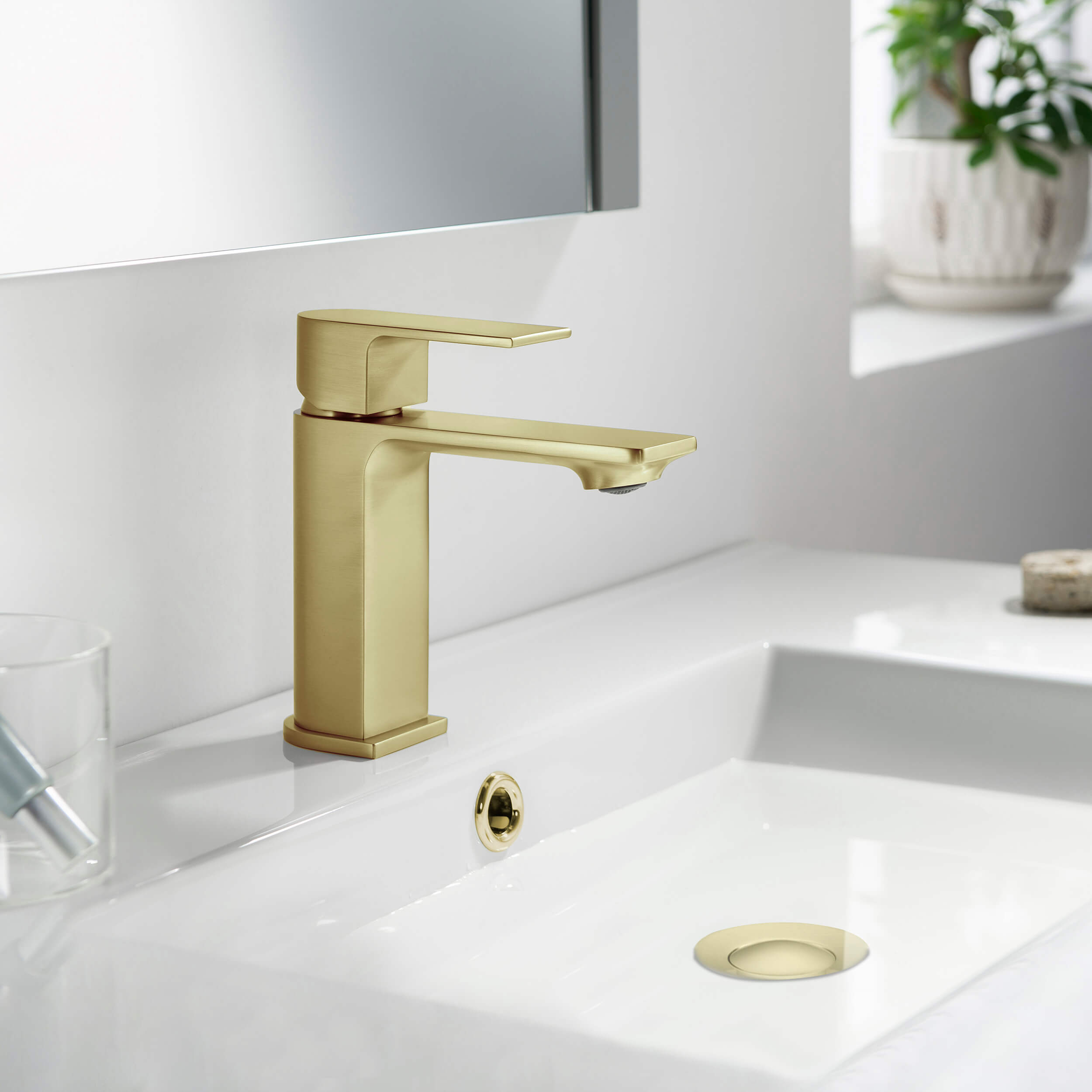 Aurora Single Handle Bathroom Vanity Sink Faucet with Pop Up Drain