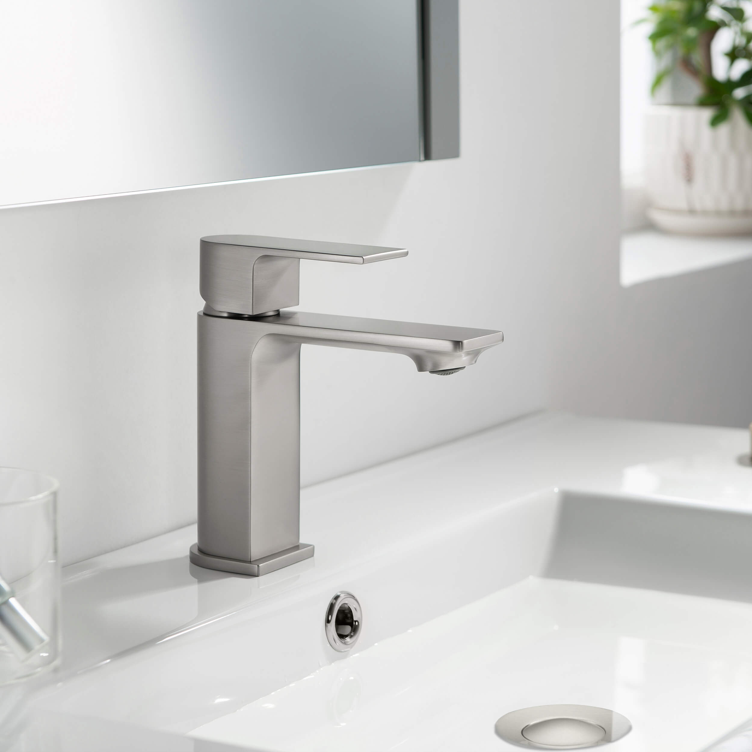 Aurora Single Handle Bathroom Vanity Sink Faucet with Pop Up Drain