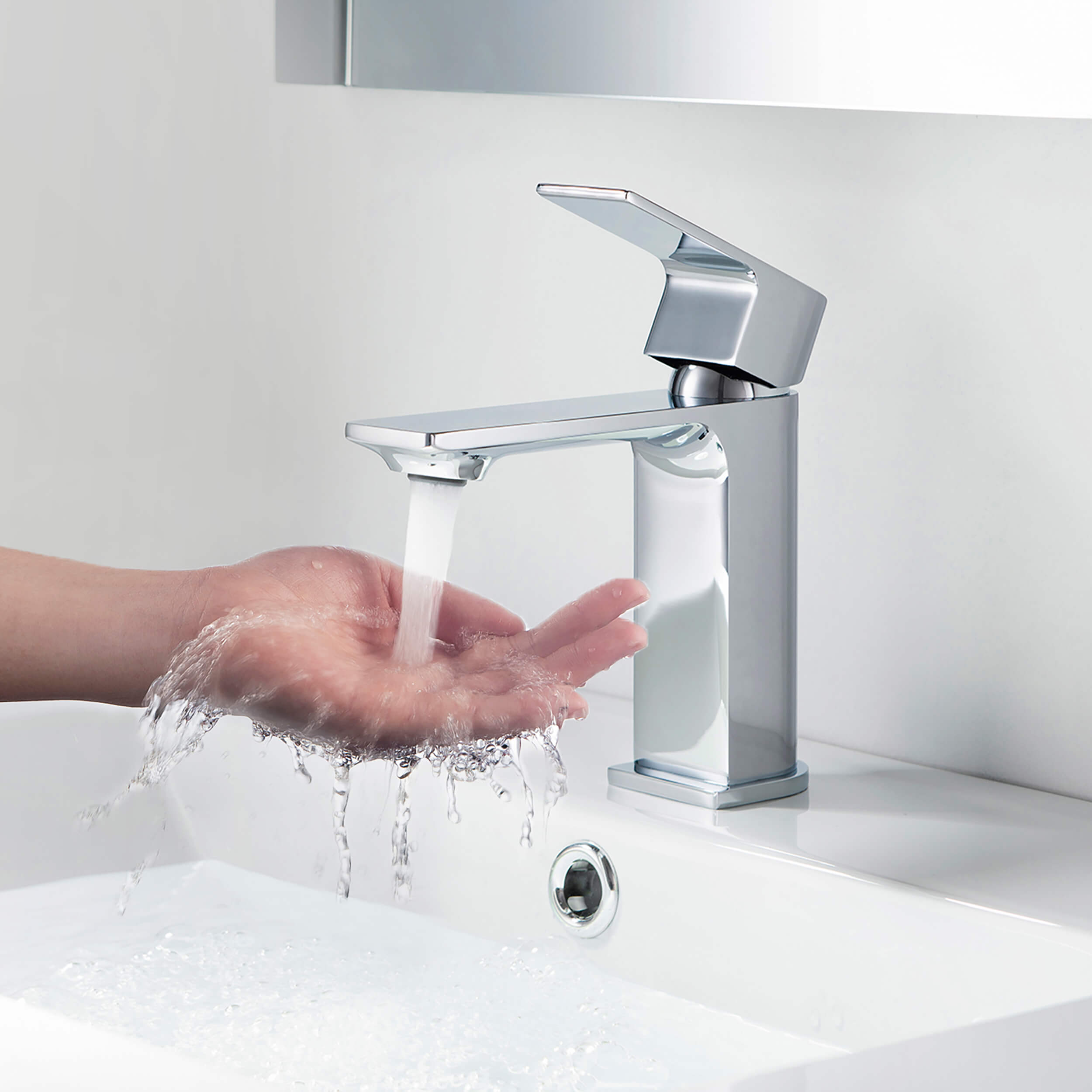 Aurora Single Handle Bathroom Vanity Sink Faucet with Pop Up Drain