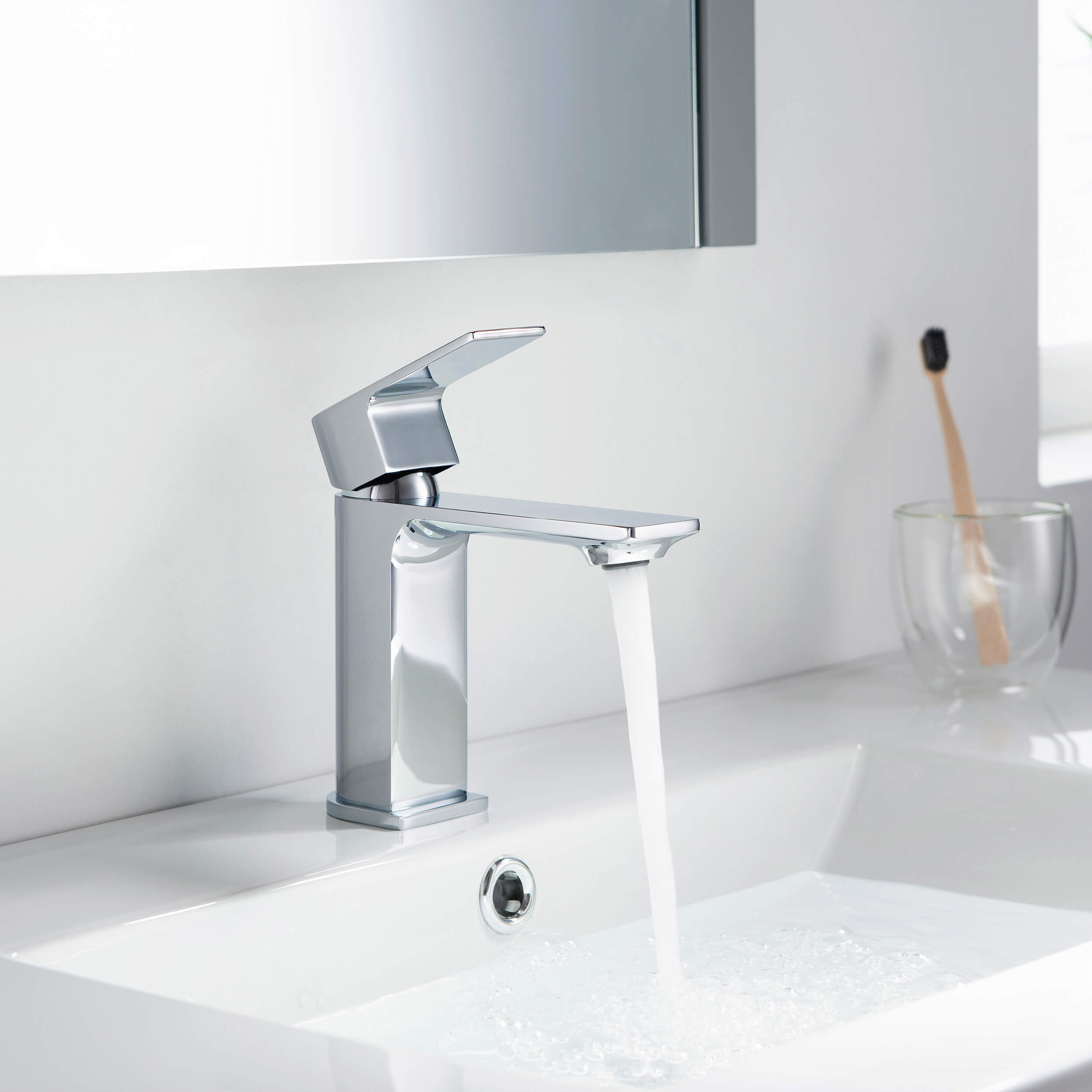 Aurora Single Handle Bathroom Vanity Sink Faucet with Pop Up Drain