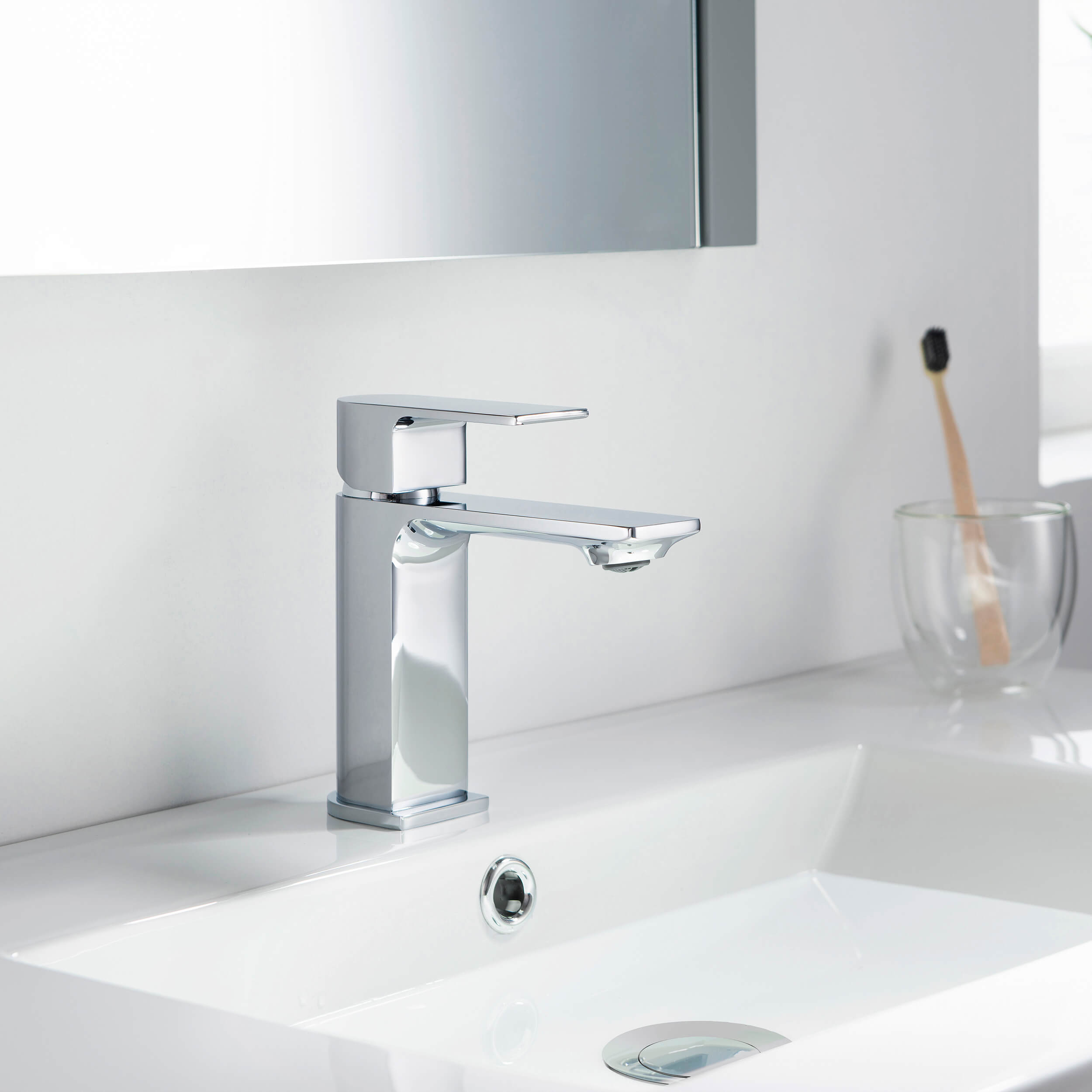 Aurora Single Handle Bathroom Vanity Sink Faucet with Pop Up Drain