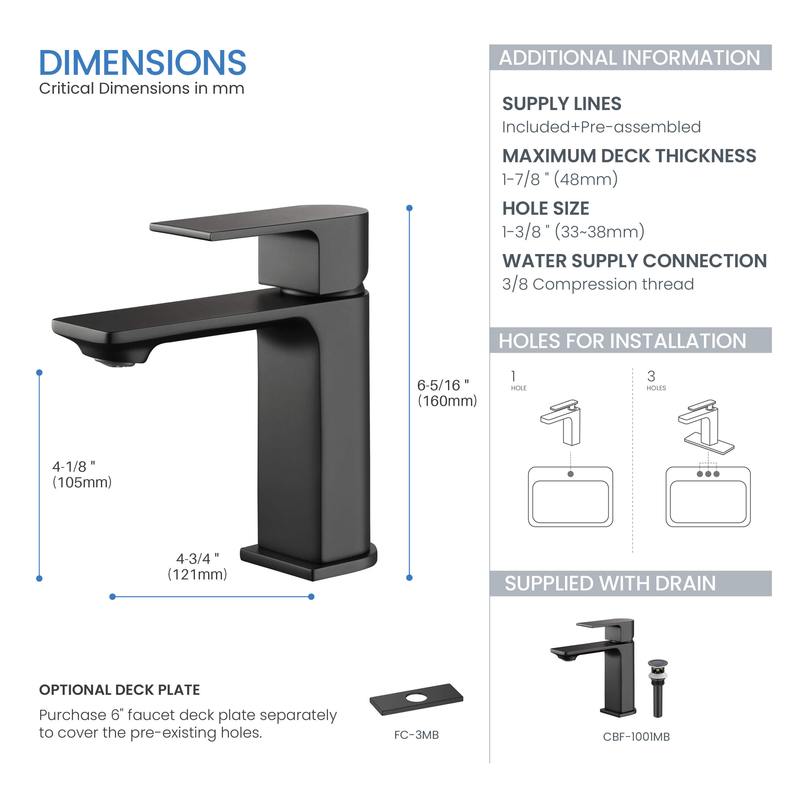 Aurora Single Handle Bathroom Vanity Sink Faucet with Pop Up Drain