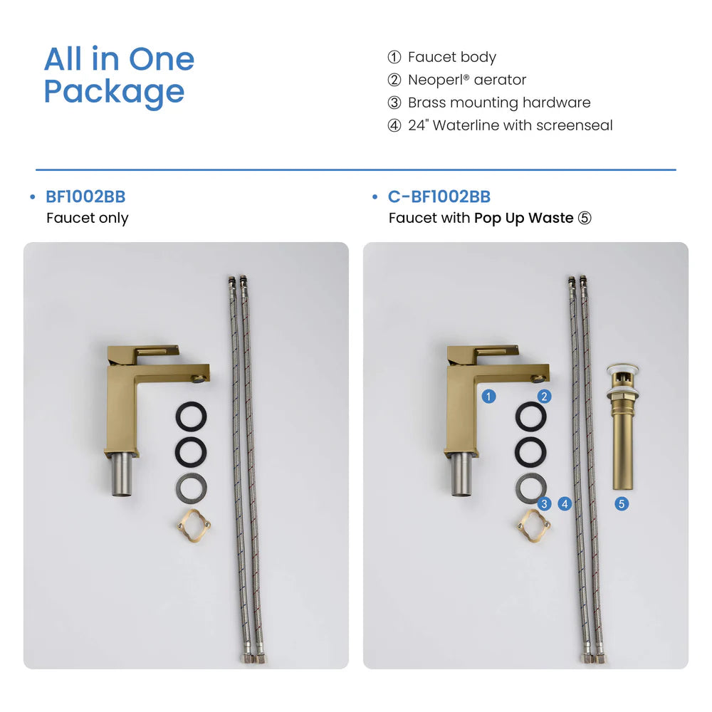 Quadra Single Handle Bathroom Vanity Sink Faucet with Pop Up Drain