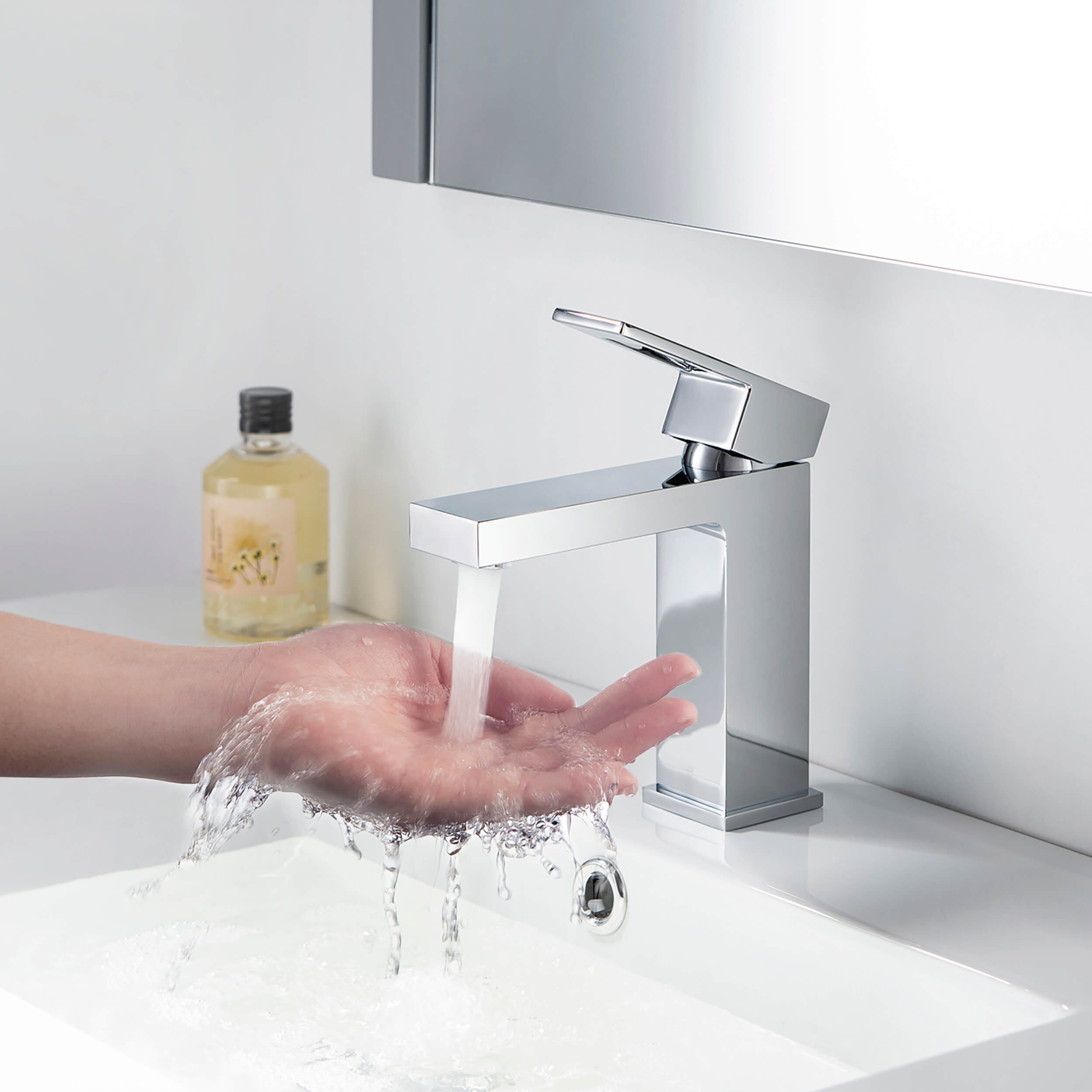 Quadra Single Handle Bathroom Vanity Sink Faucet with Pop Up Drain