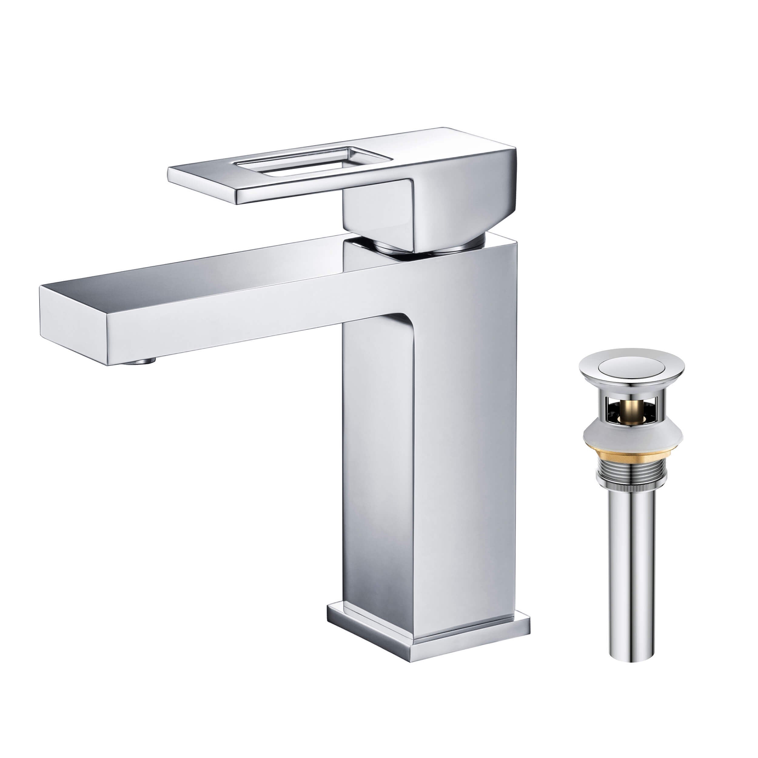 Quadra Single Handle Bathroom Vanity Sink Faucet with Pop Up Drain