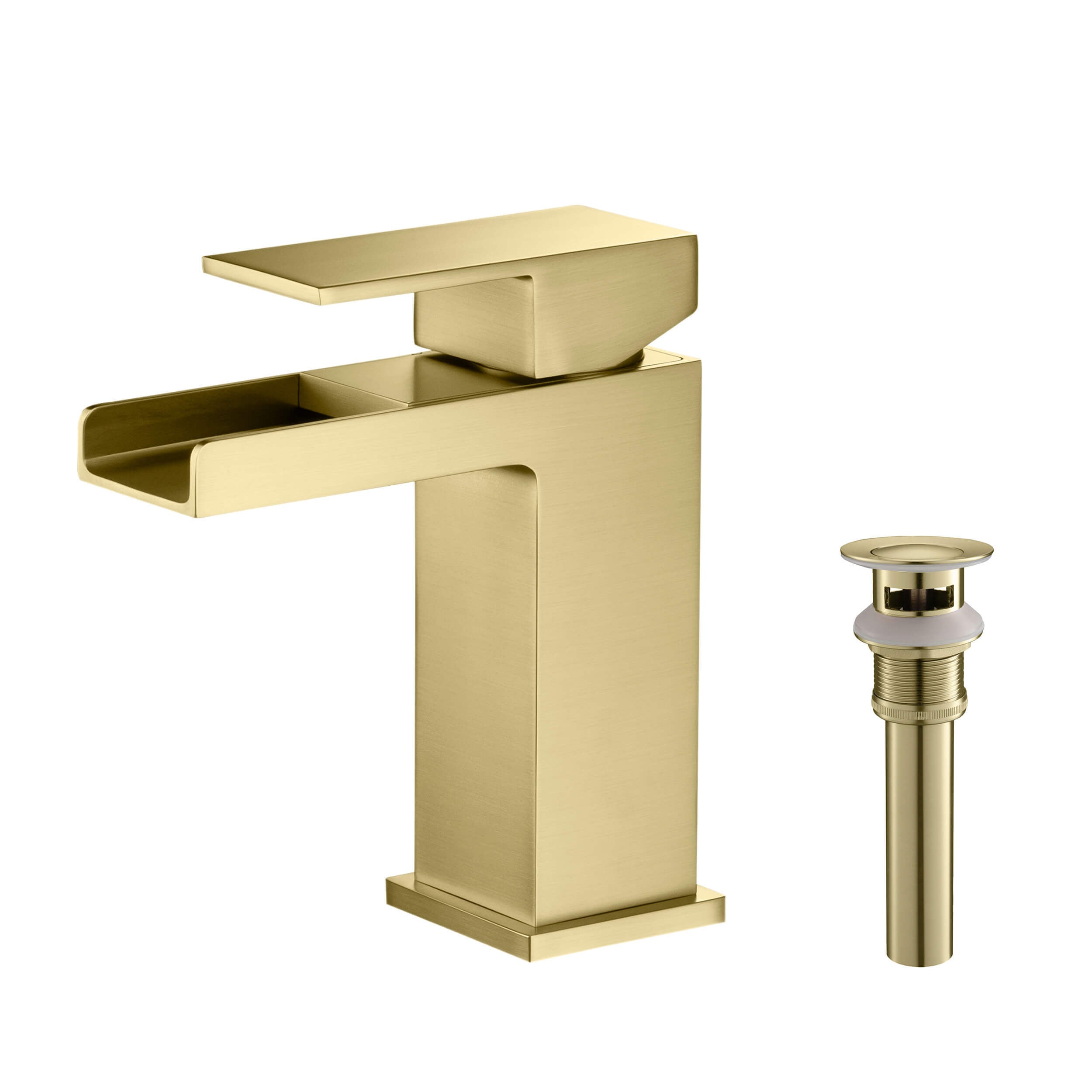 Quadra Waterfall Single Handle Bathroom Vanity Sink Faucet with Pop Up Drain