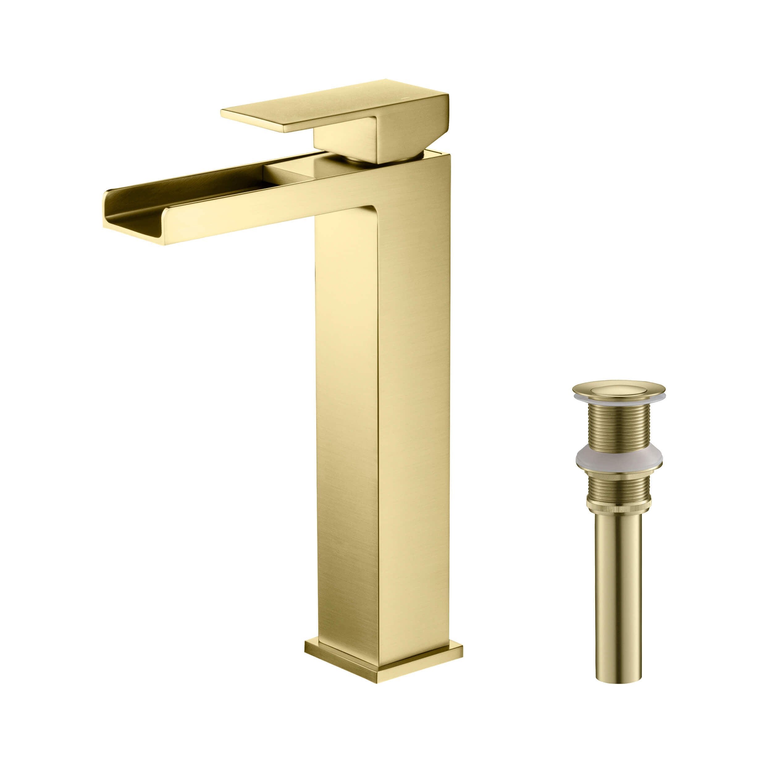Quadra Waterfall Single Handle Bathroom Vessel Sink Faucet with Pop Up Drain