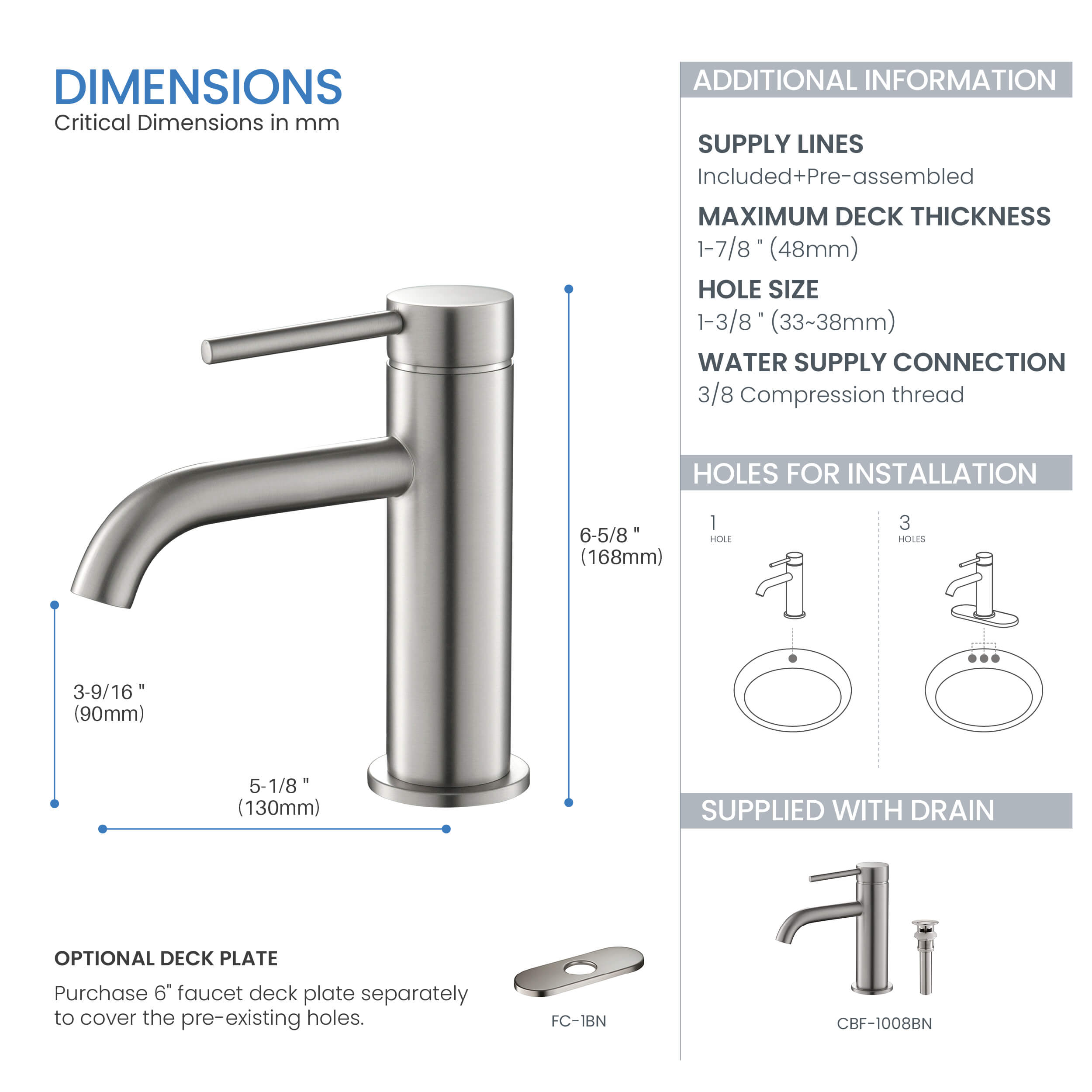 Halo Single Handle Bathroom Vanity Sink Faucet with Pop Up Drain