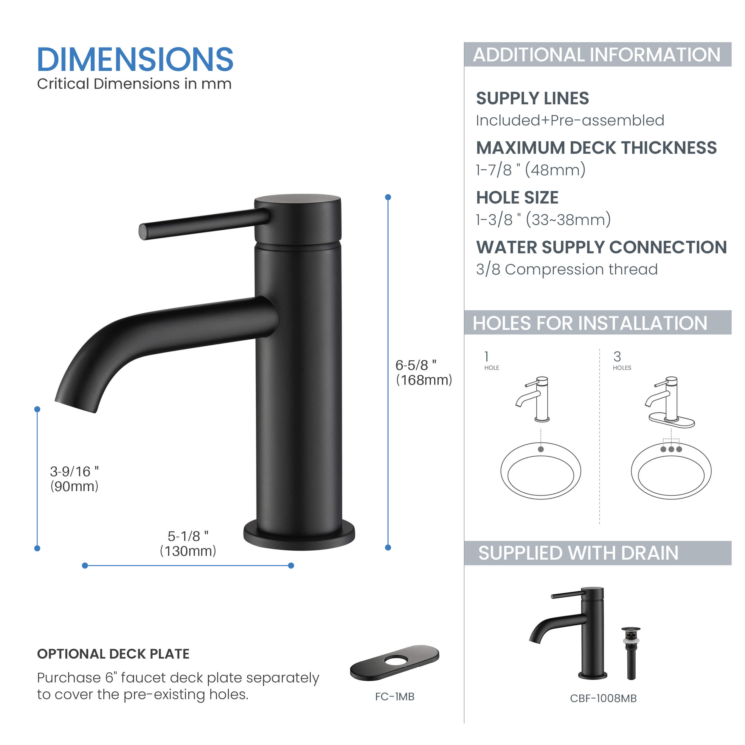 Halo Single Handle Bathroom Vanity Sink Faucet with Pop Up Drain