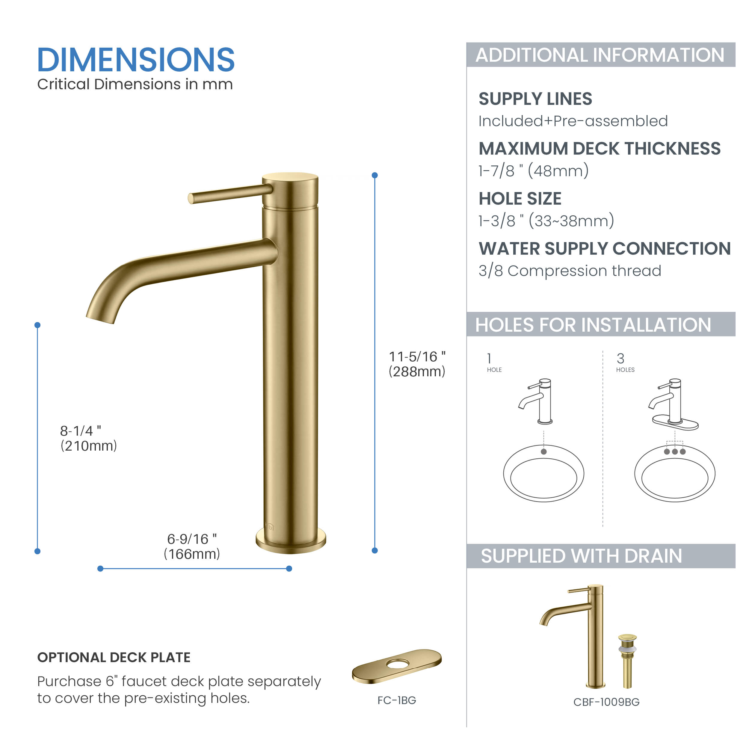 Halo Single Handle Bathroom Vessel Sink Faucet with Pop Up Drain