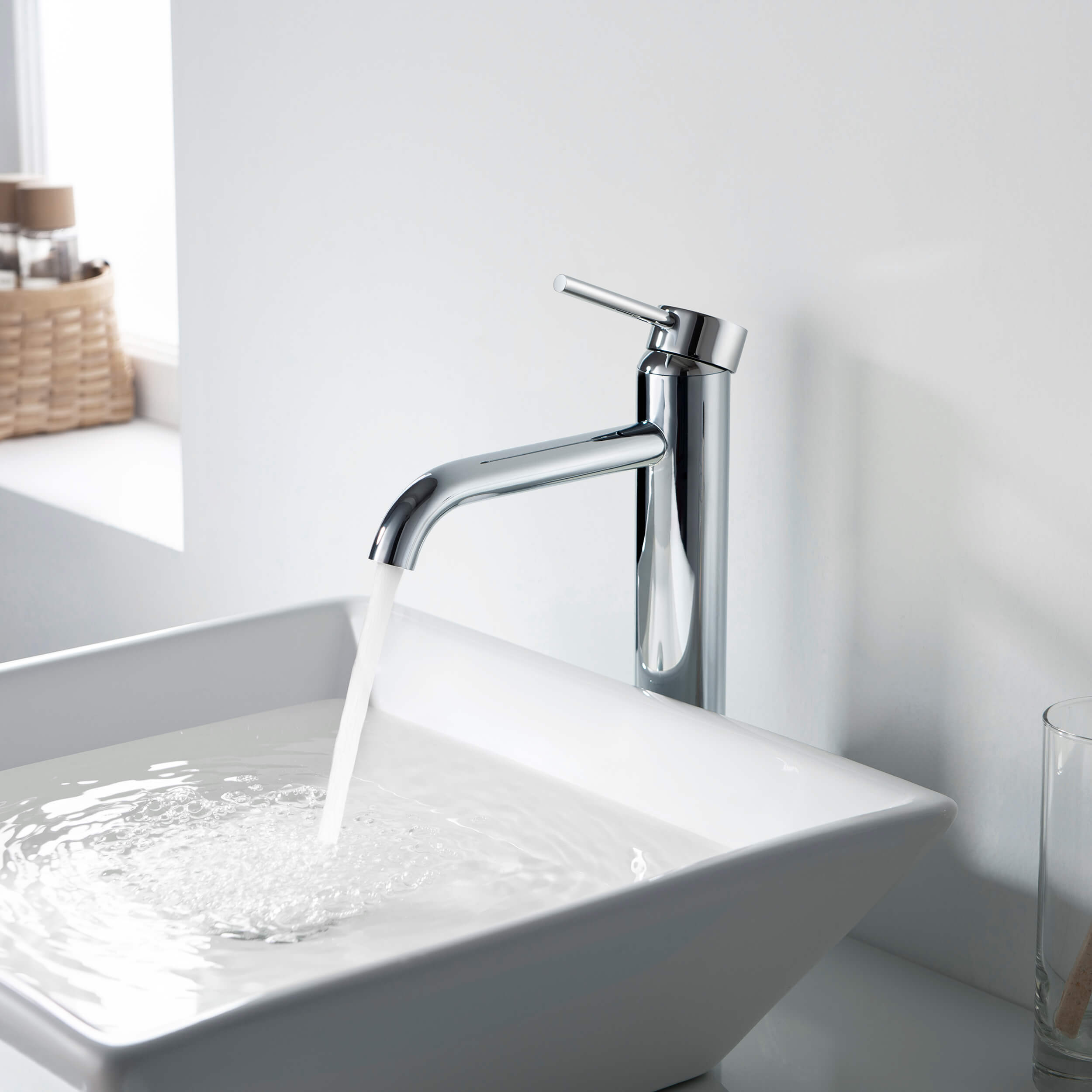 Halo Single Handle Bathroom Vessel Sink Faucet with Pop Up Drain