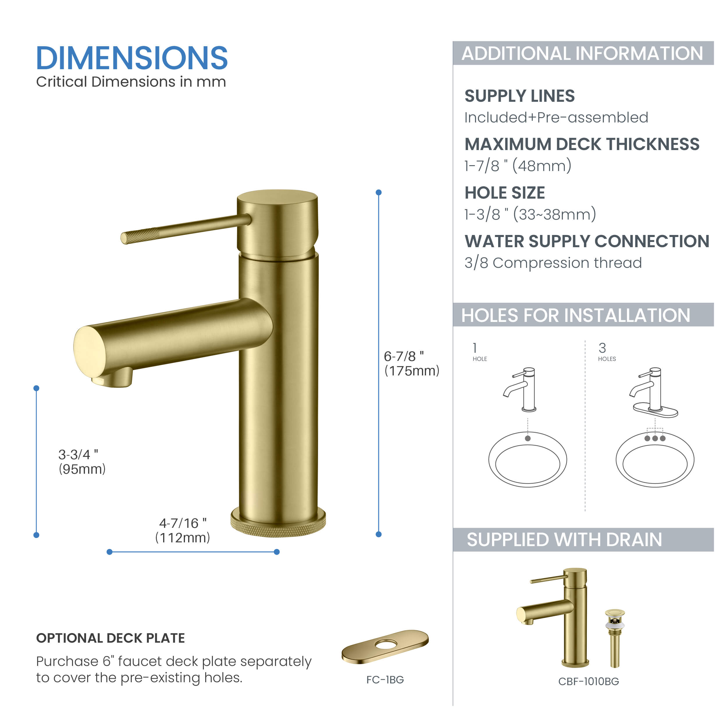 Verona Single Handle Bathroom Vanity Sink Faucet with Pop Up Drain