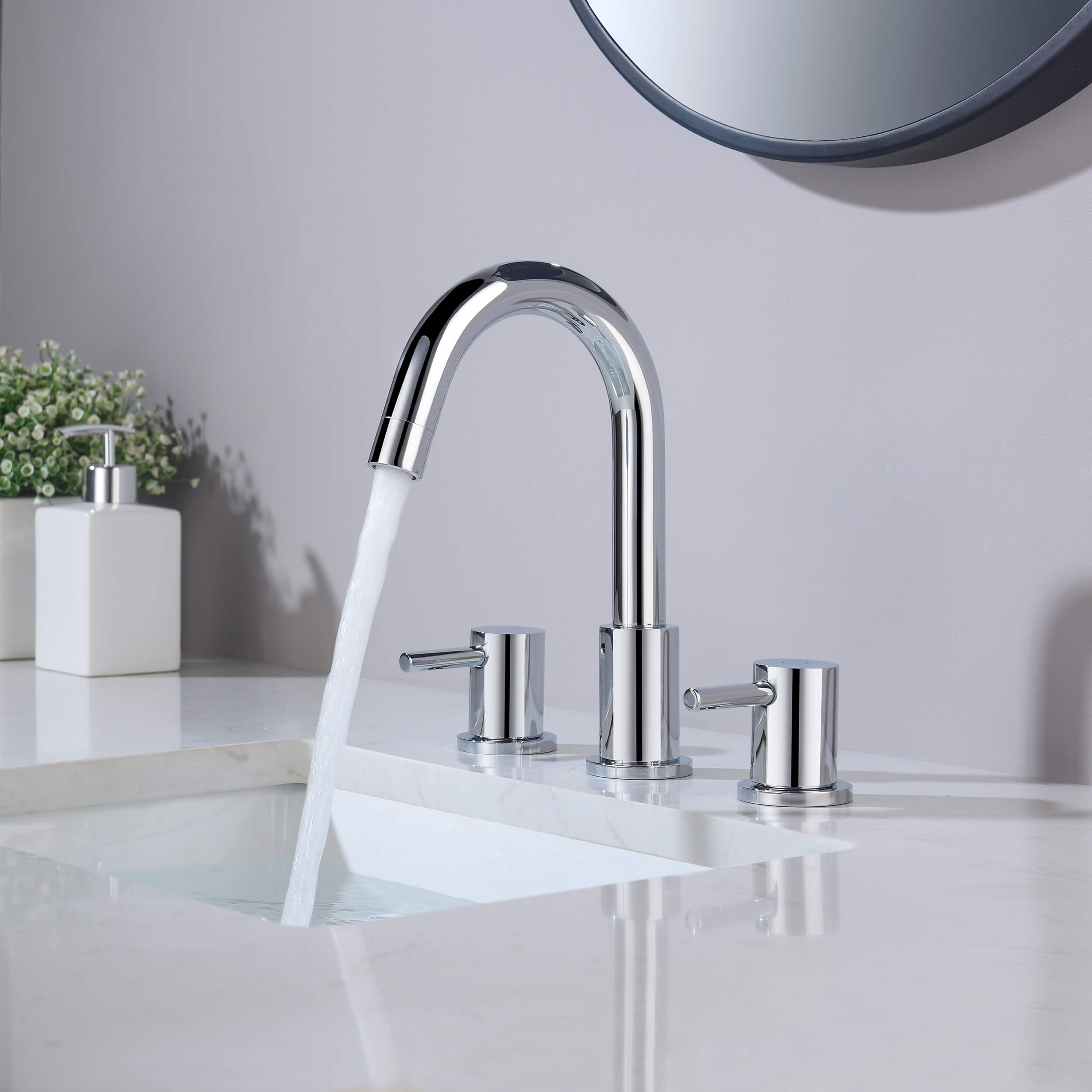 Halo 8" Widespread High-Arc Bathroom Sink Faucet with Drain Assembly