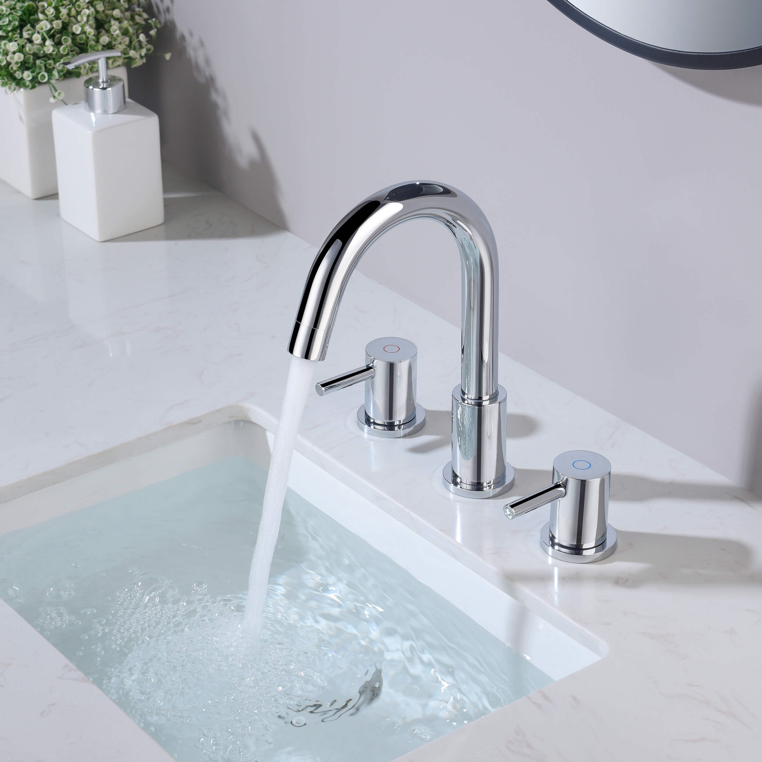 Halo 8" Widespread High-Arc Bathroom Sink Faucet with Drain Assembly