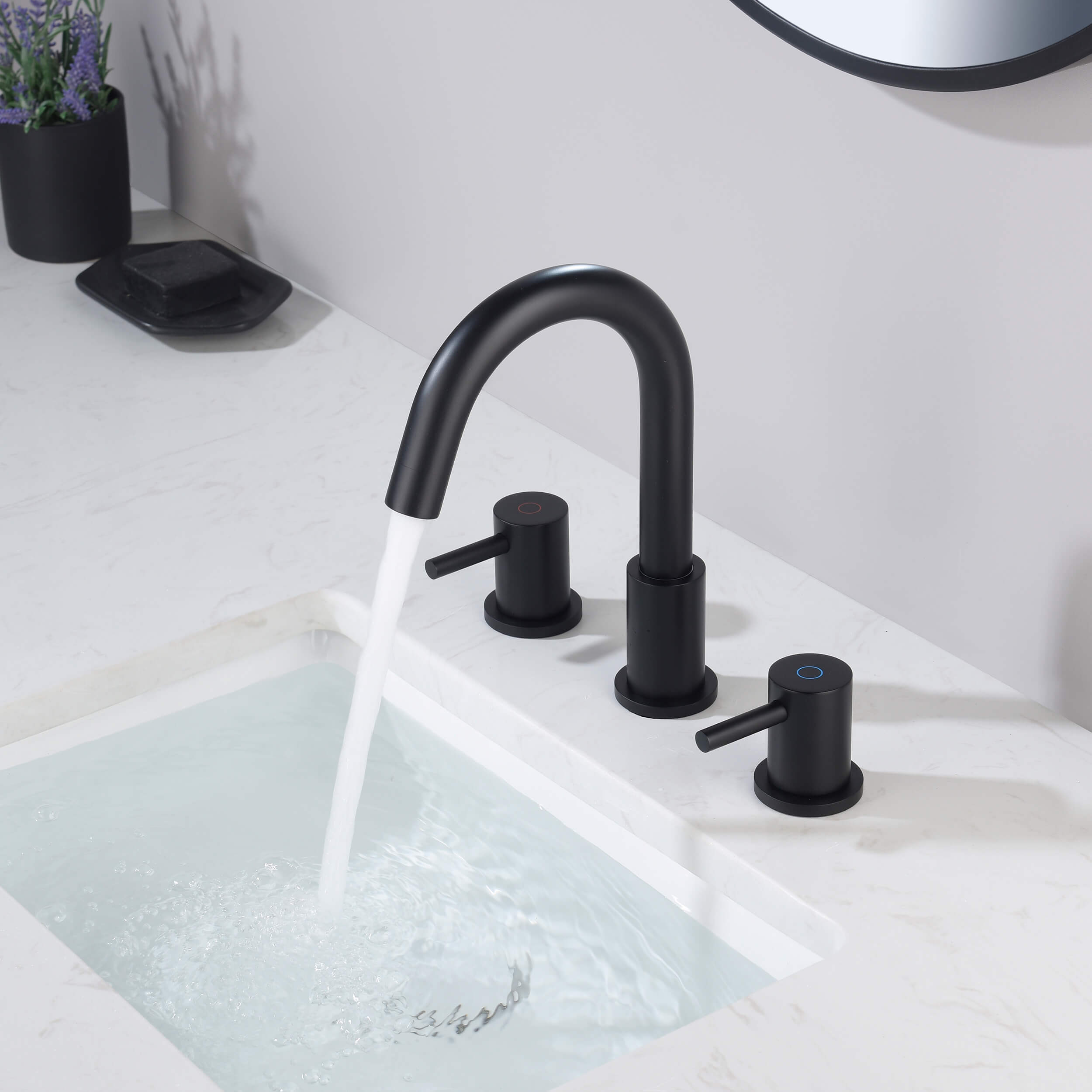 Halo 8" Widespread High-Arc Bathroom Sink Faucet with Drain Assembly