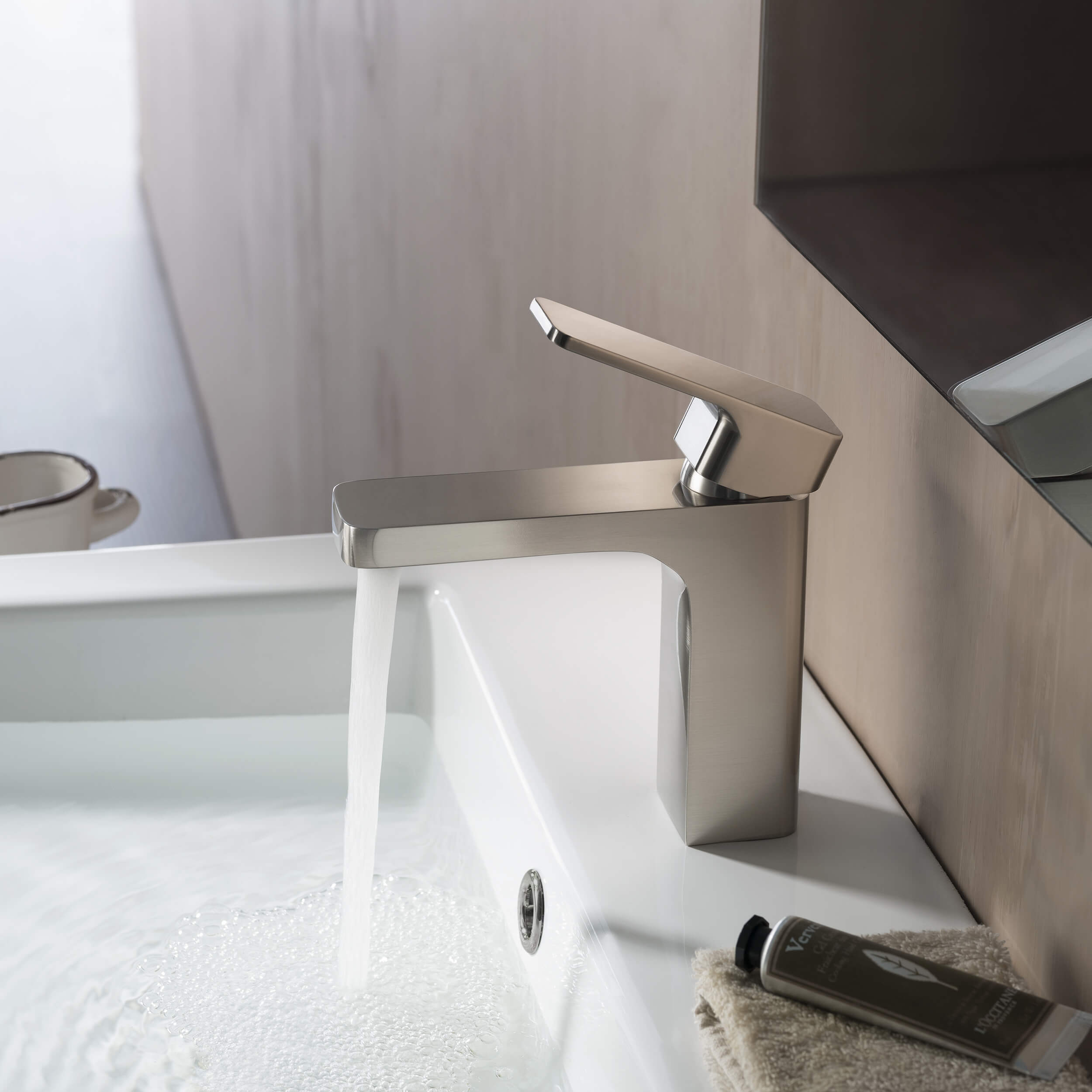 Fusion Single Handle Bathroom Vanity Sink Faucet with Pop Up Drain