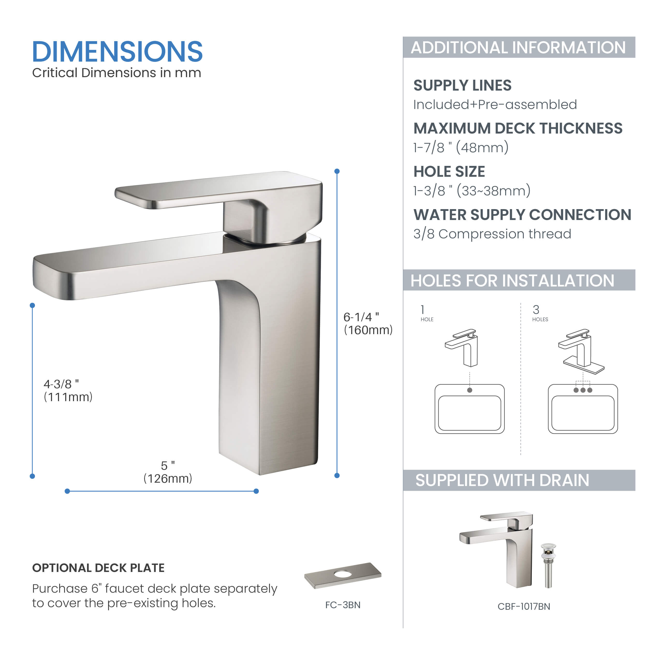 Fusion Single Handle Bathroom Vanity Sink Faucet with Pop Up Drain