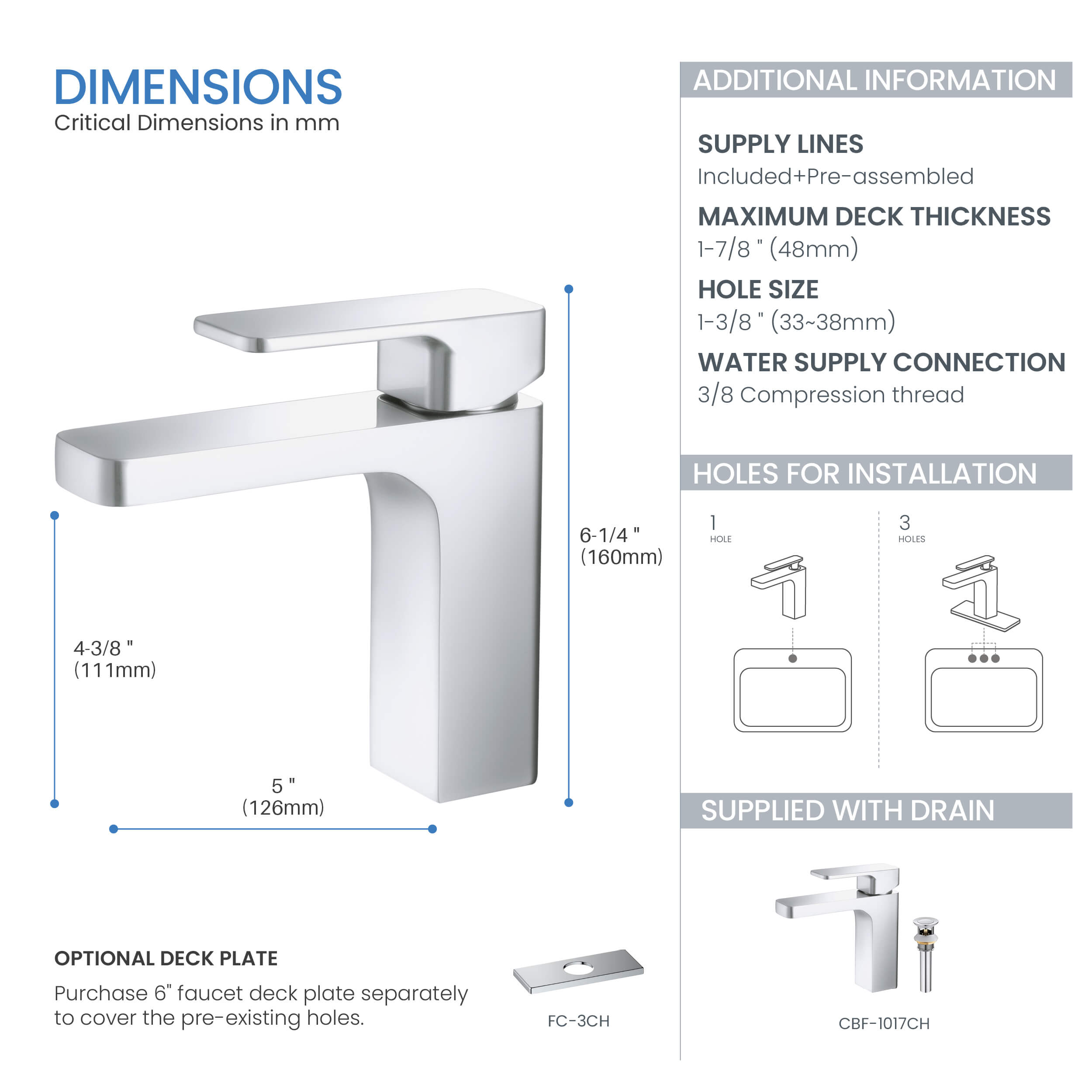 Fusion Single Handle Bathroom Vanity Sink Faucet with Pop Up Drain