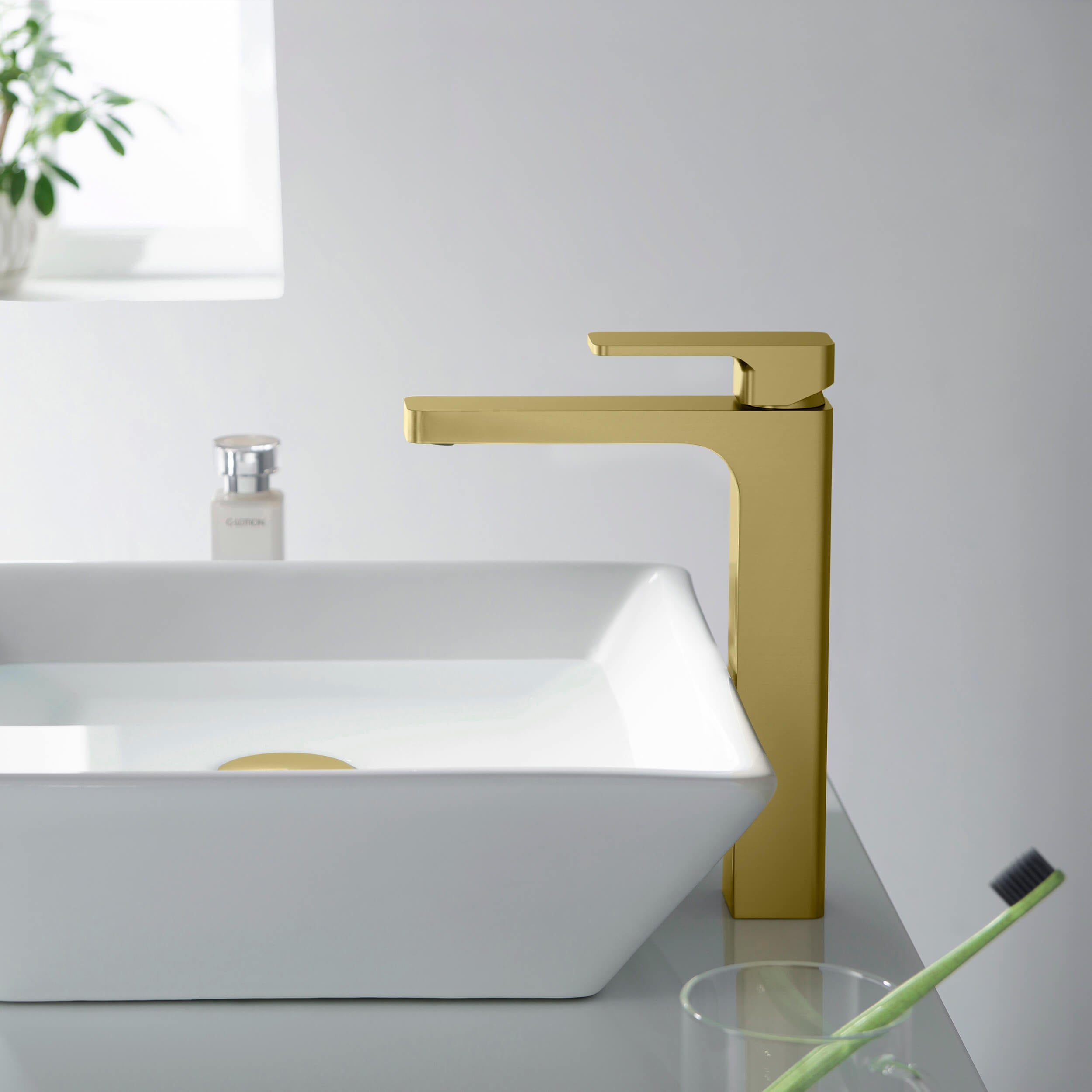 Fusion Single Handle Bathroom Vessel Sink Faucet with Pop Up Drain