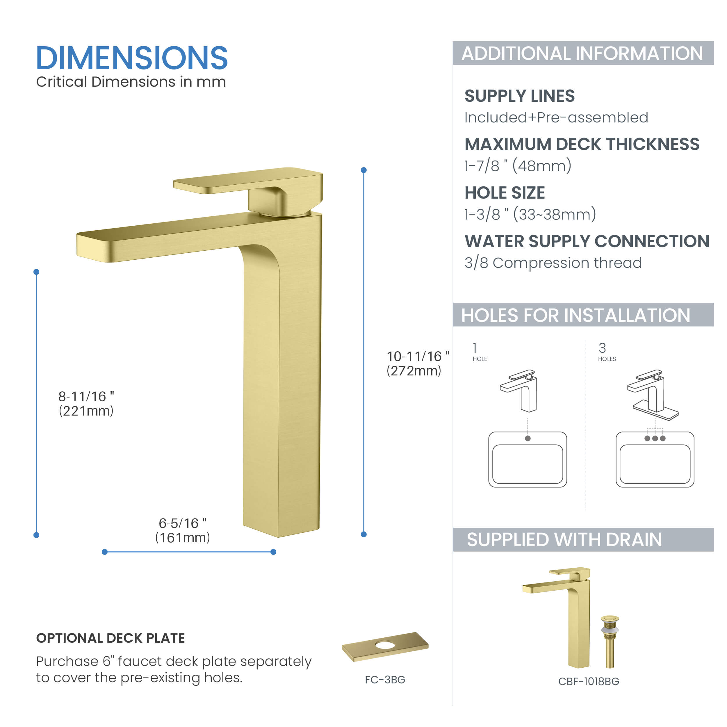 Fusion Single Handle Bathroom Vessel Sink Faucet with Pop Up Drain