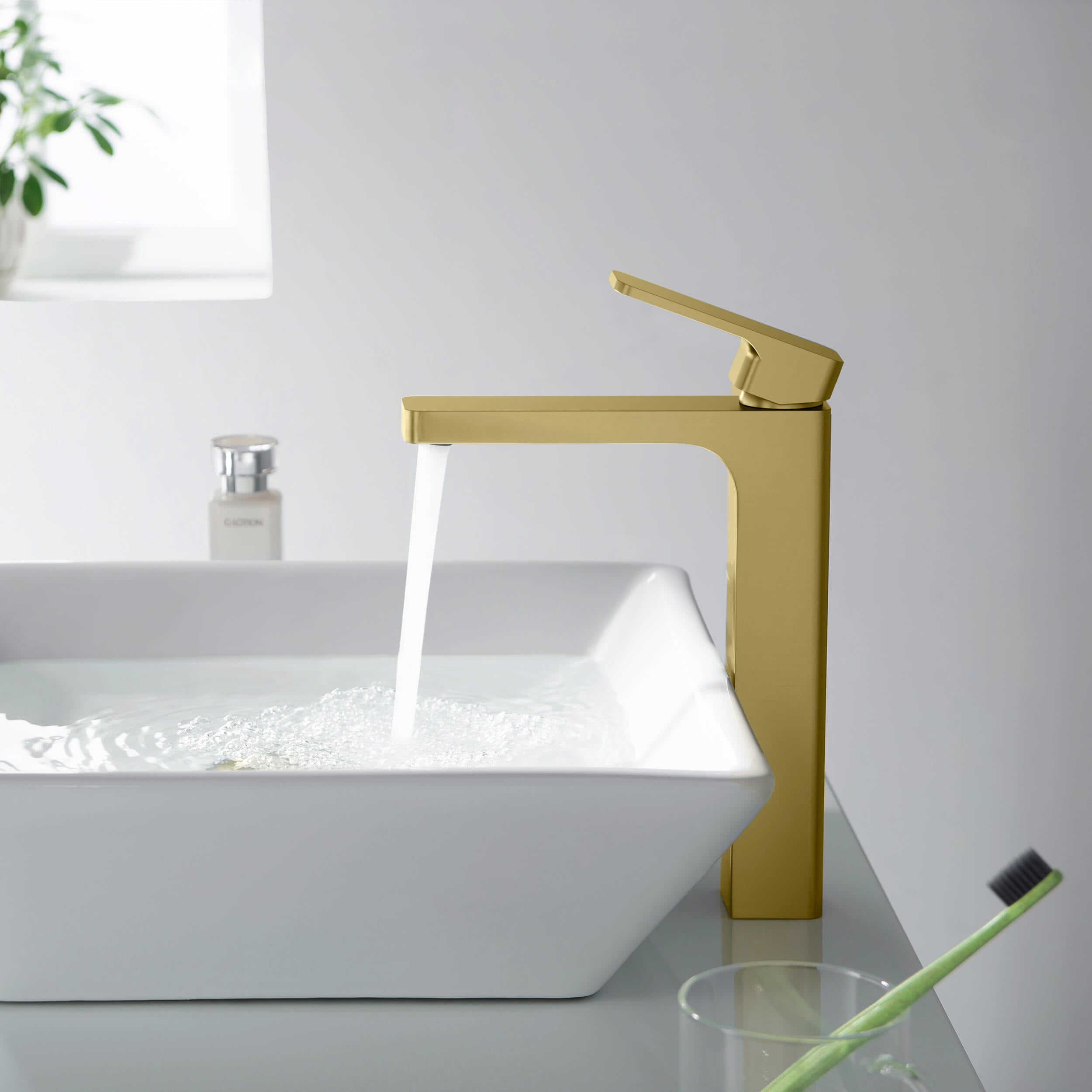 Fusion Single Handle Bathroom Vessel Sink Faucet with Pop Up Drain