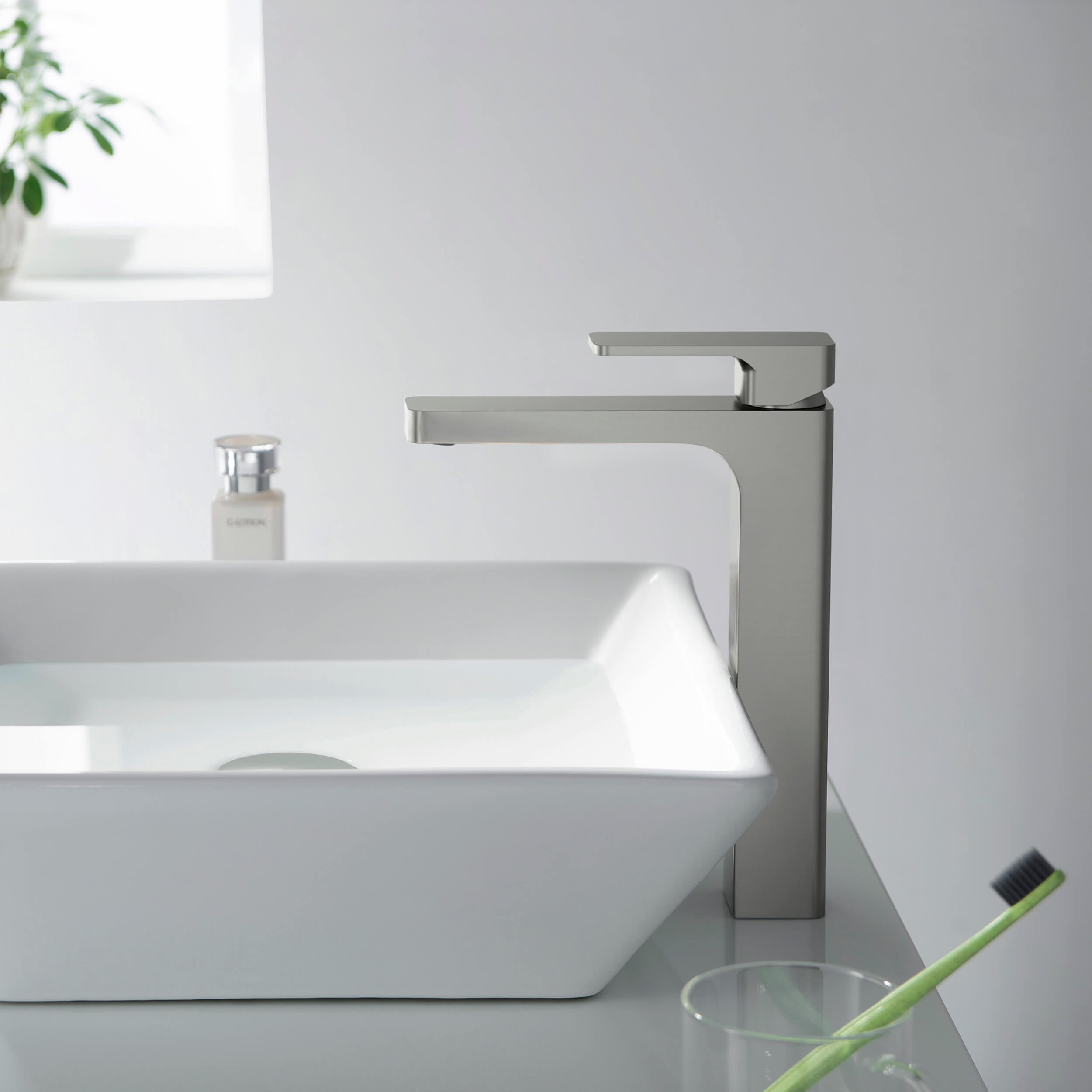 Fusion Single Handle Bathroom Vessel Sink Faucet with Pop Up Drain