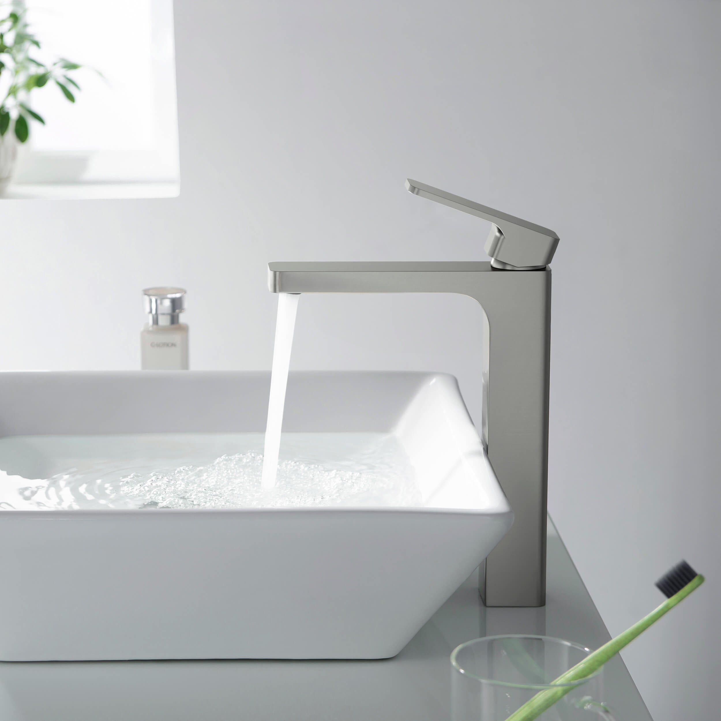 Fusion Single Handle Bathroom Vessel Sink Faucet with Pop Up Drain