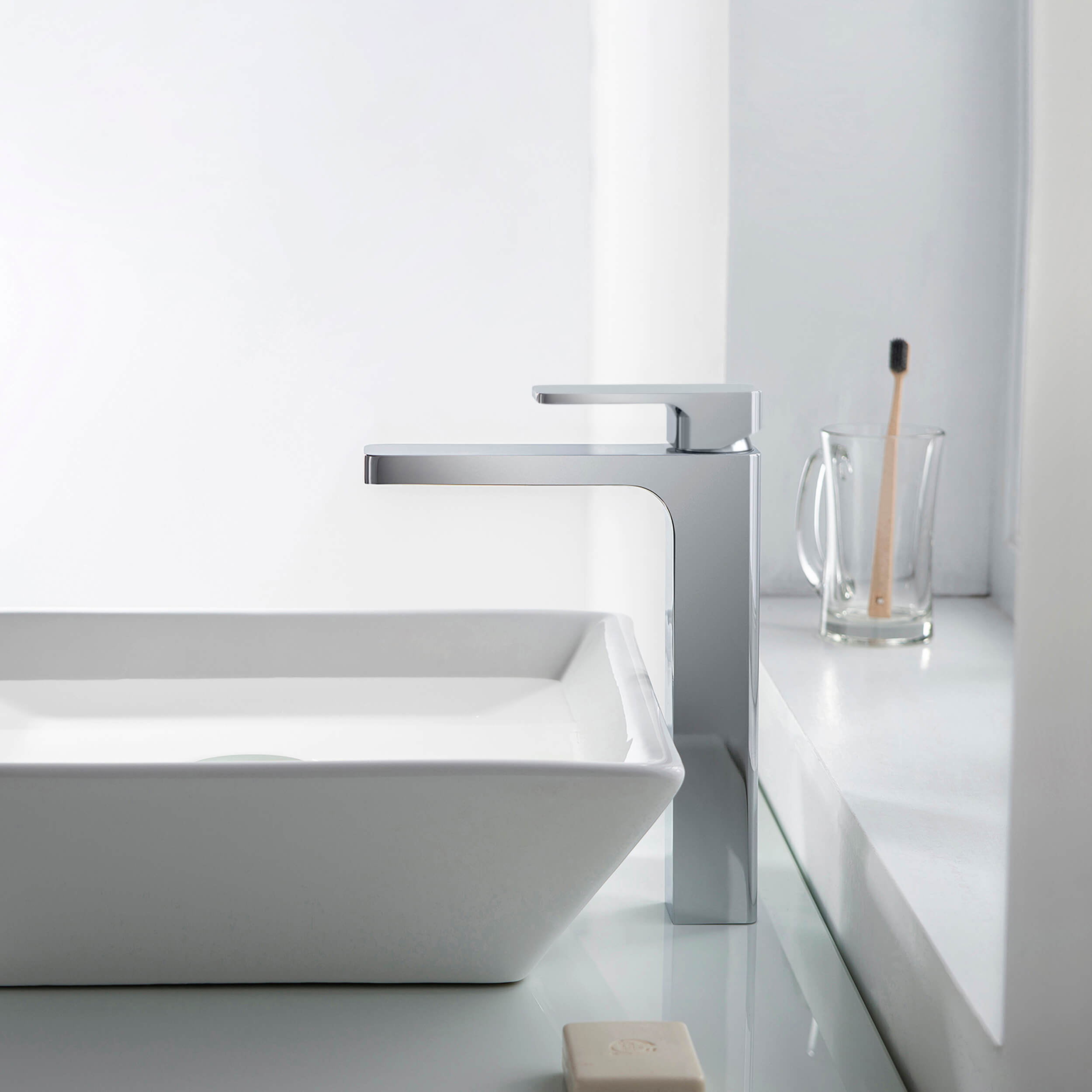 Fusion Single Handle Bathroom Vessel Sink Faucet with Pop Up Drain