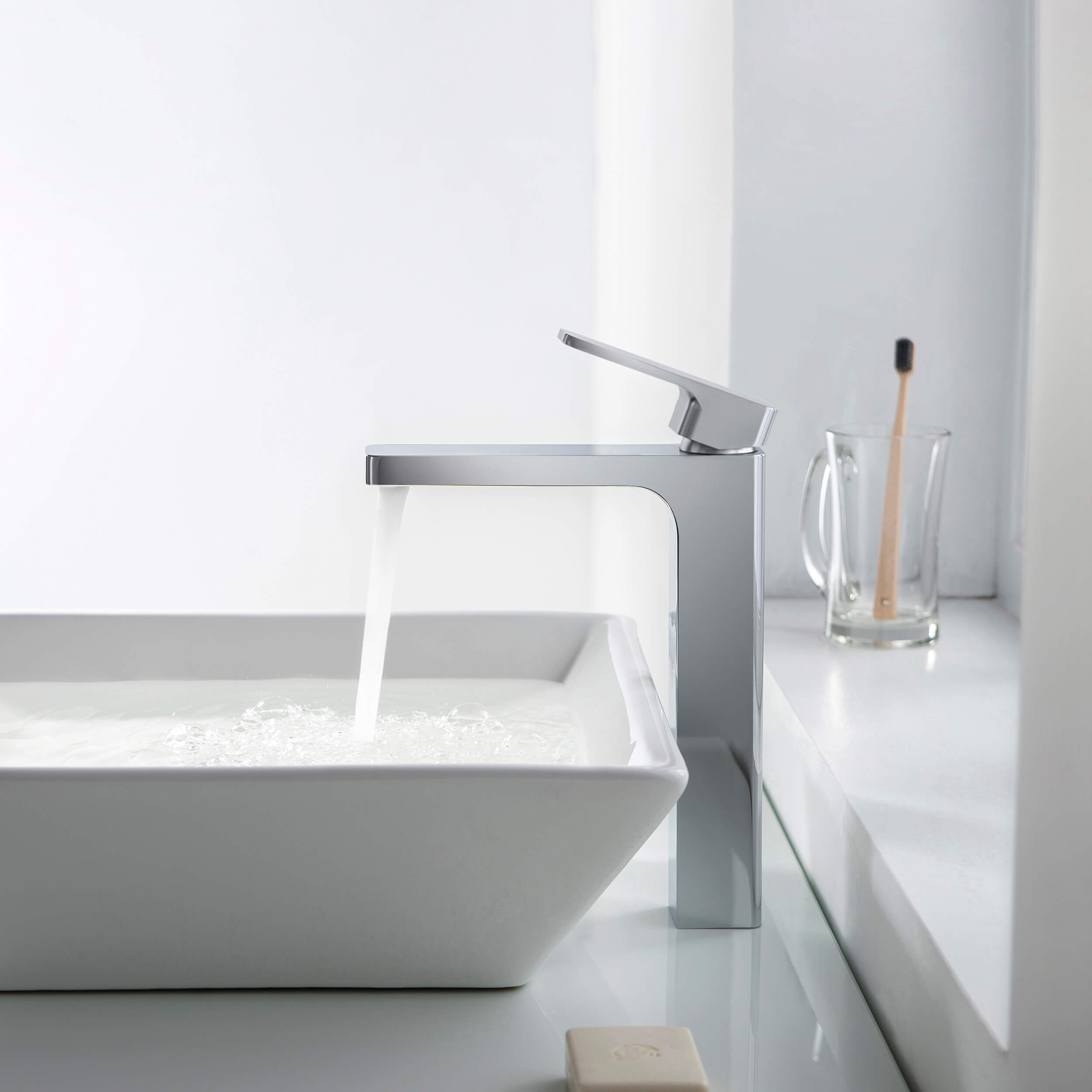 Fusion Single Handle Bathroom Vessel Sink Faucet with Pop Up Drain