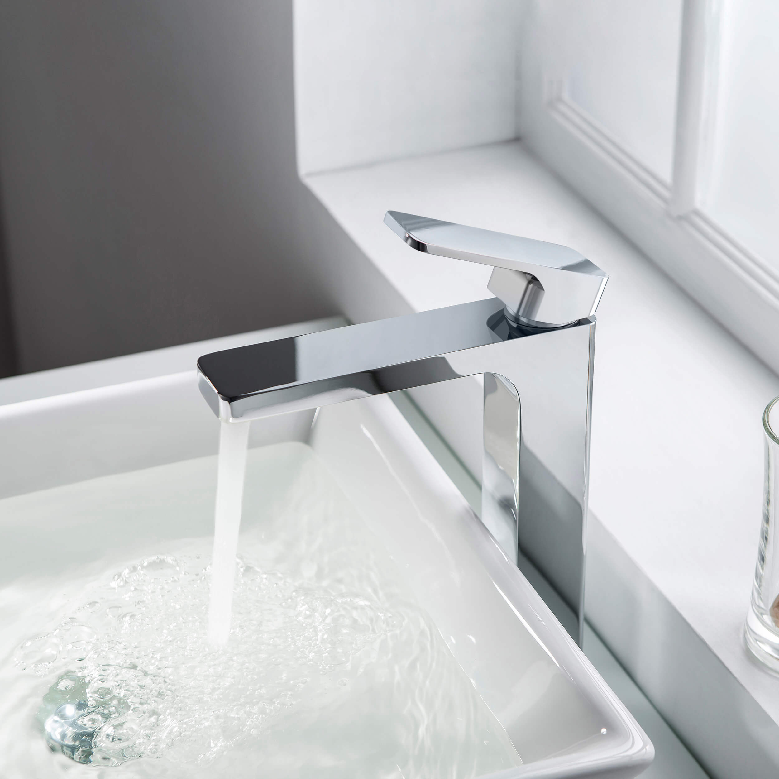 Fusion Single Handle Bathroom Vessel Sink Faucet with Pop Up Drain
